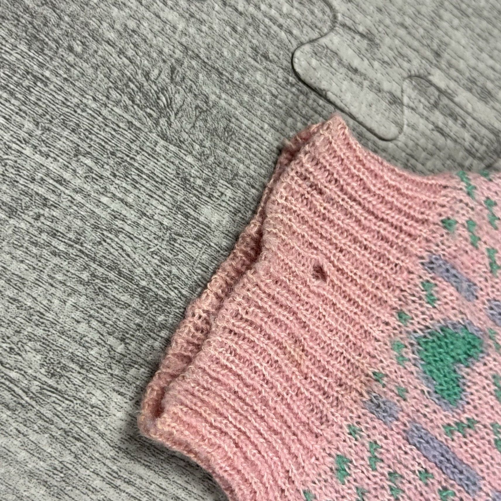 Vintage VINTAGE 1980s Alain Manoukian Pink Mint Green Heart Pattern Cardigan Sweater Women’s Large Oversized Italy Size L / US 10 / IT 46 - 6 Thumbnail