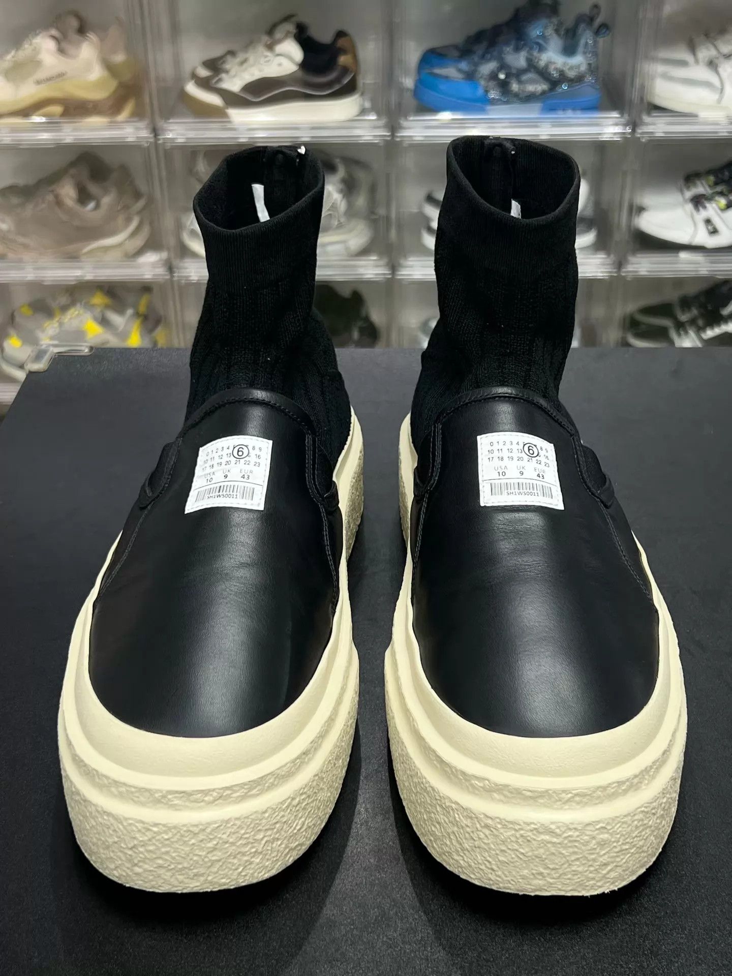 Maison Margiela MM6 8AX leather high-top sock sneaker black 43 Size US 10 / EU 43 - 2 Thumbnail