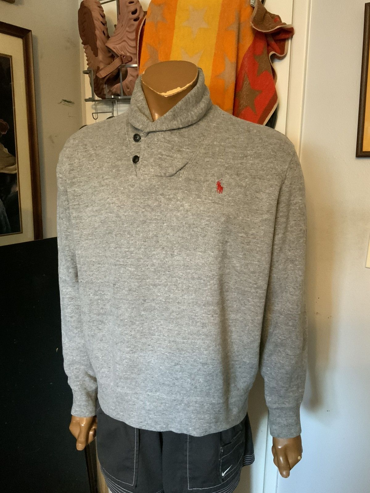 Polo Ralph Lauren Polo Ralph Lauren Pony Player Logo Rib Shawl Estate Sweater Size US L / EU 52-54 / 3 - 7 Thumbnail