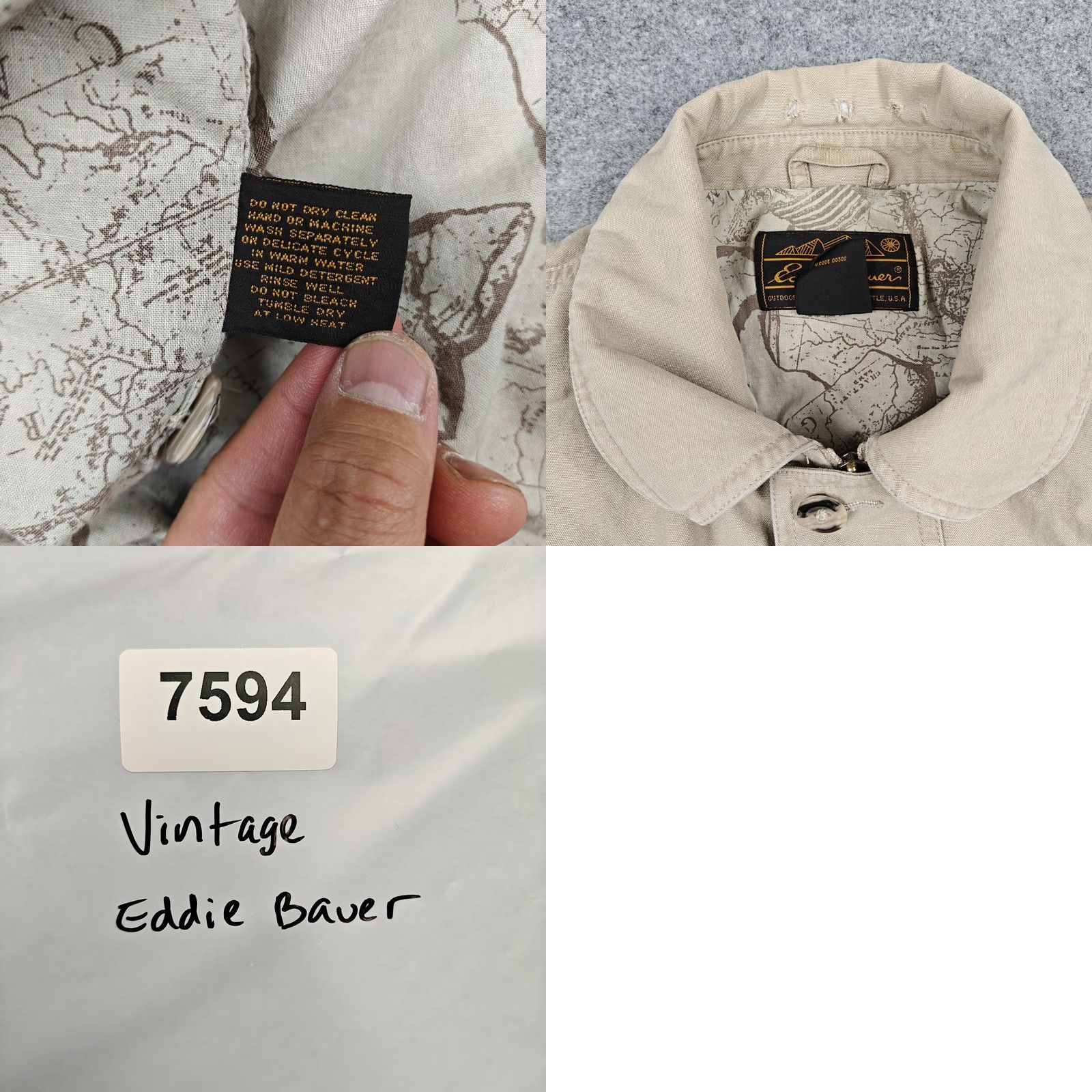 Eddie Bauer VINTAGE Eddie Bauer Jacket Mens Large Beige Canvas Map Lined Windbreaker Outdoor Jacket Size US L / EU 52-54 / 3 - 10 Thumbnail