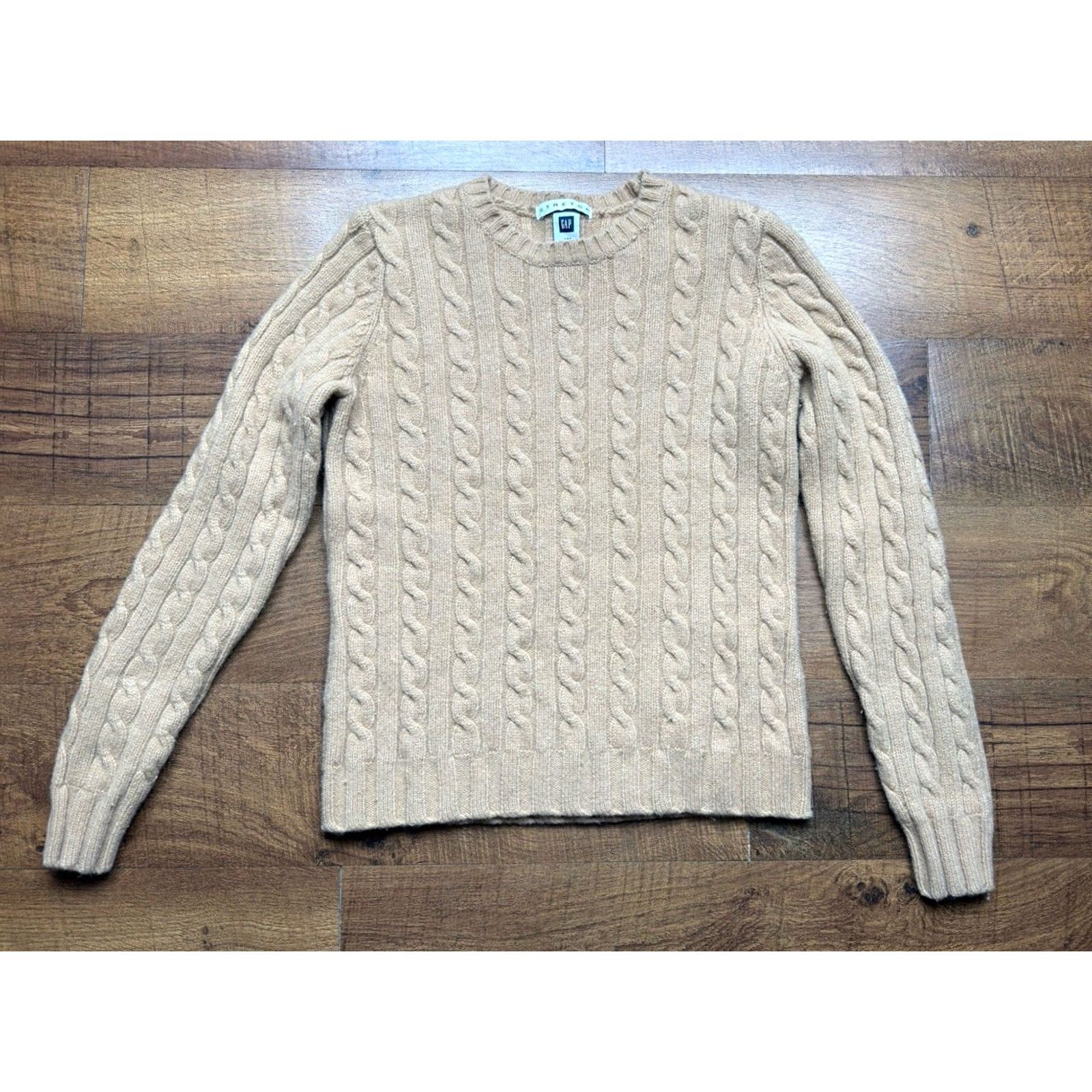 Gap GAP VINTAGE Y2K Lambswool Stretch Cable Knit Sweater Camel Tan Size M Brown Women Pullover Crew Neck 90s Classic Preppy Vintage Size M / US 6-8 / IT 42-44 - 2 Thumbnail