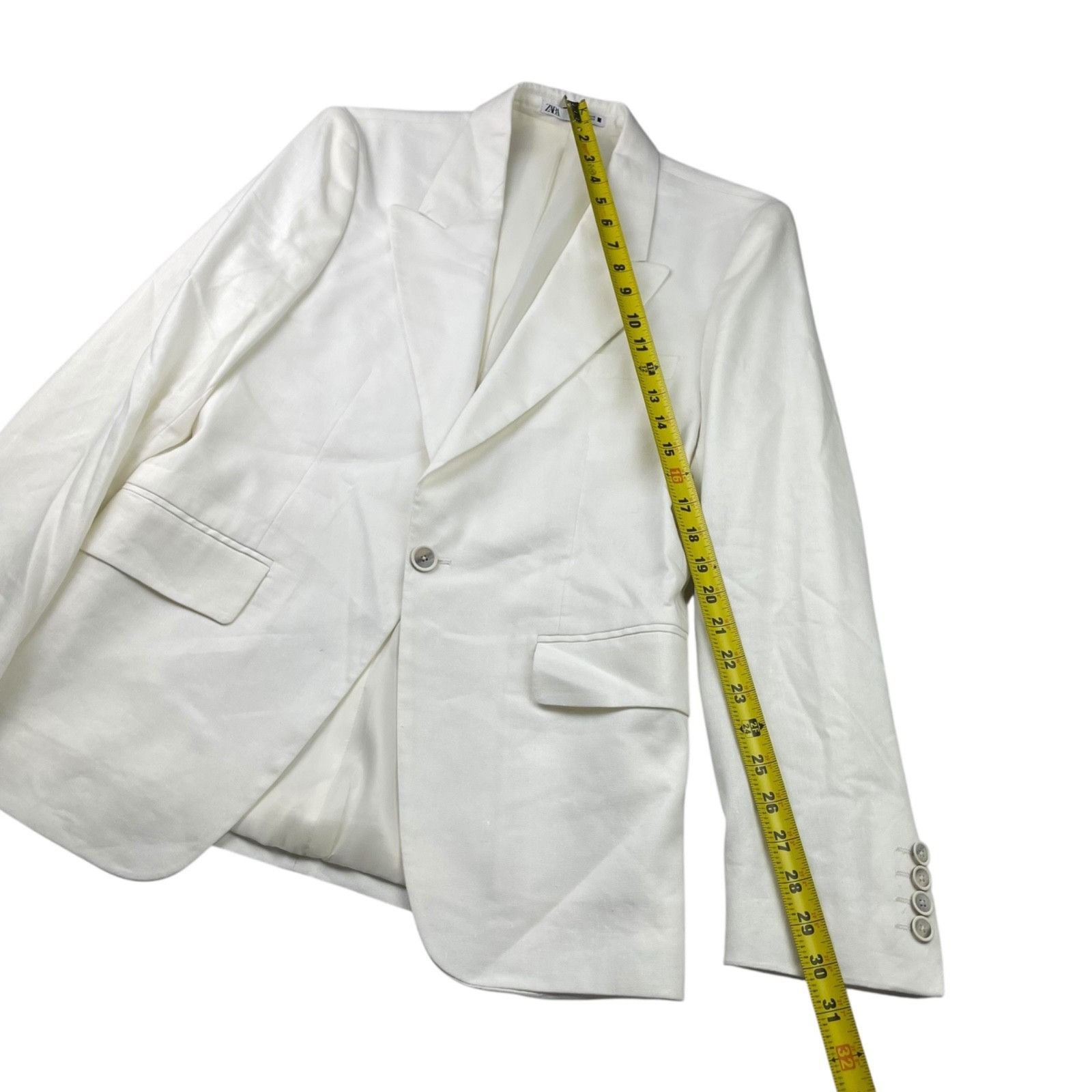 Zara Zara Men's Performance Slim Fit 1-Button Blazer White • 36R Size 36R - 10 Thumbnail