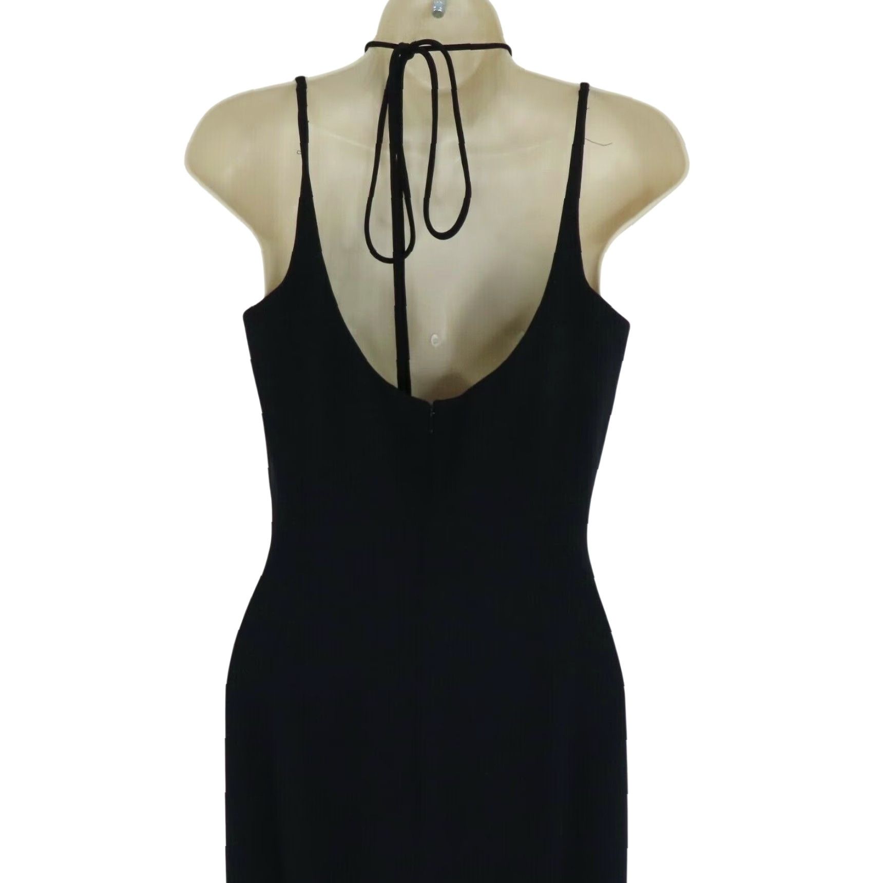 Vintage Tahari Womens 6 Dark Blue Sleeveless Keyhole Neck Side Slit Long Sheath Gown Dress Size M / US 6-8 / IT 42-44 - 5 Thumbnail