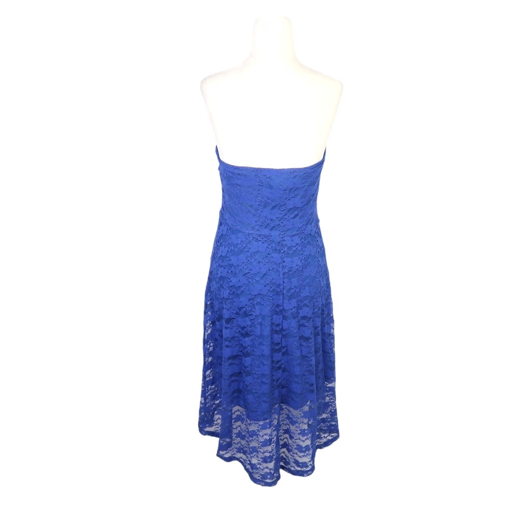 Vintage VINTAGE 90s cobalt blue lace strapless mini party dress L Womens Size L / US 10 / IT 46 - 4 Thumbnail