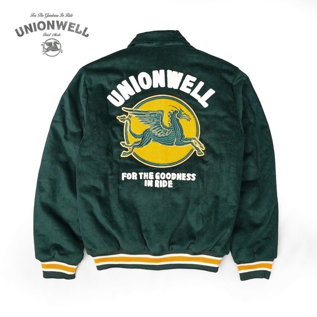 image of Varsity Jacket Corduroy Roundlogo Green, Men's (Size XL)