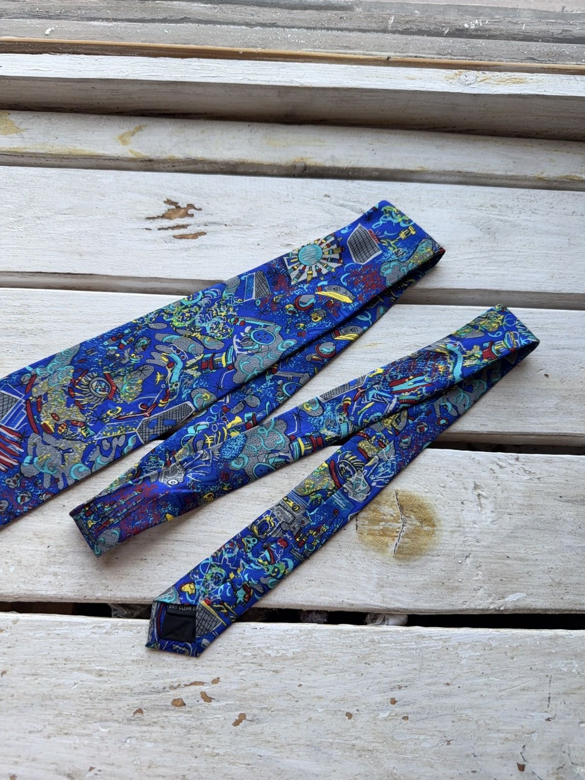 Other Mikron Futuristic Abstract Tie Tech Sci-Fi Print Blue Size ONE SIZE - 3 Thumbnail