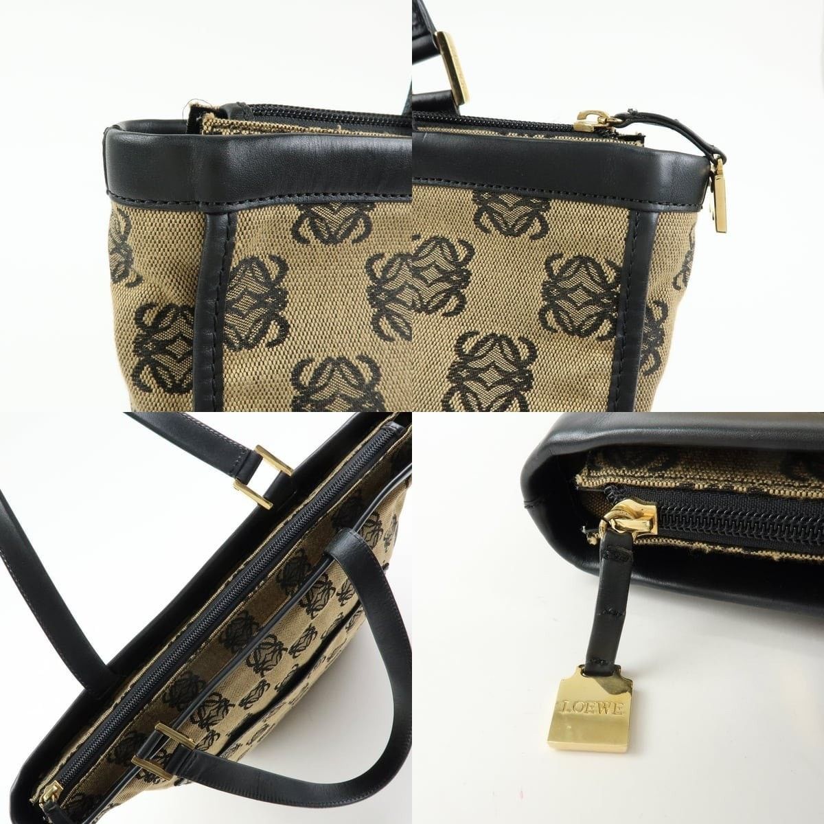 Loewe Loewe Anagram Jacquard Canvas & Leather Tote Tan Size ONE SIZE - 6 Thumbnail