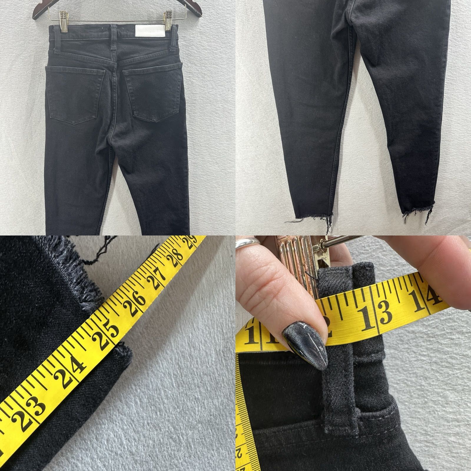 RE/DONE RE/DONE Jeans Women 26 Slim 90s High Rise Ankle Crop Raw Hem Button Fly Black Denim Size 26" / US 2 / IT 38 - 8 Thumbnail