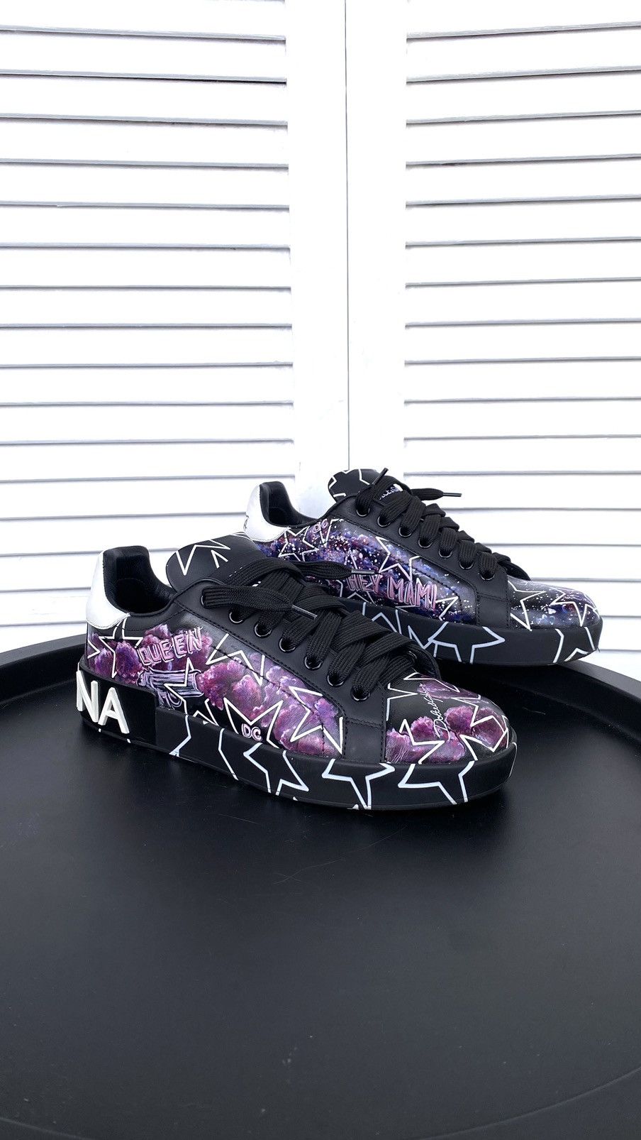 Dolce & Gabbana × Vintage Dolce & Gabbana Mixed Star Print Portofino Custom Sneakers Size US 7 / IT 37 - 2 Thumbnail