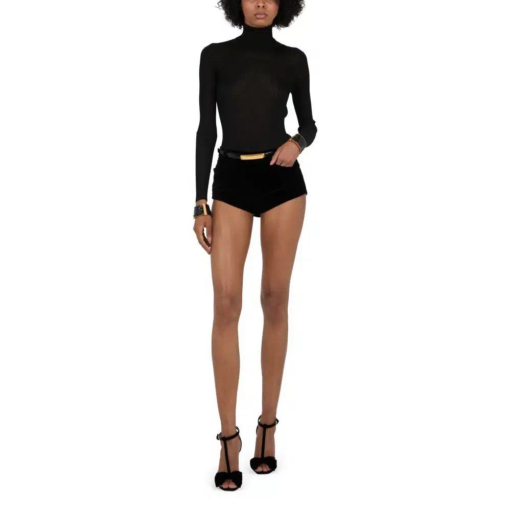 Tom Ford o1loc1c1125 MAK1316 Viscose Rib Turtleneck Sweater in Black Size M / US 6-8 / IT 42-44 - 2 Thumbnail