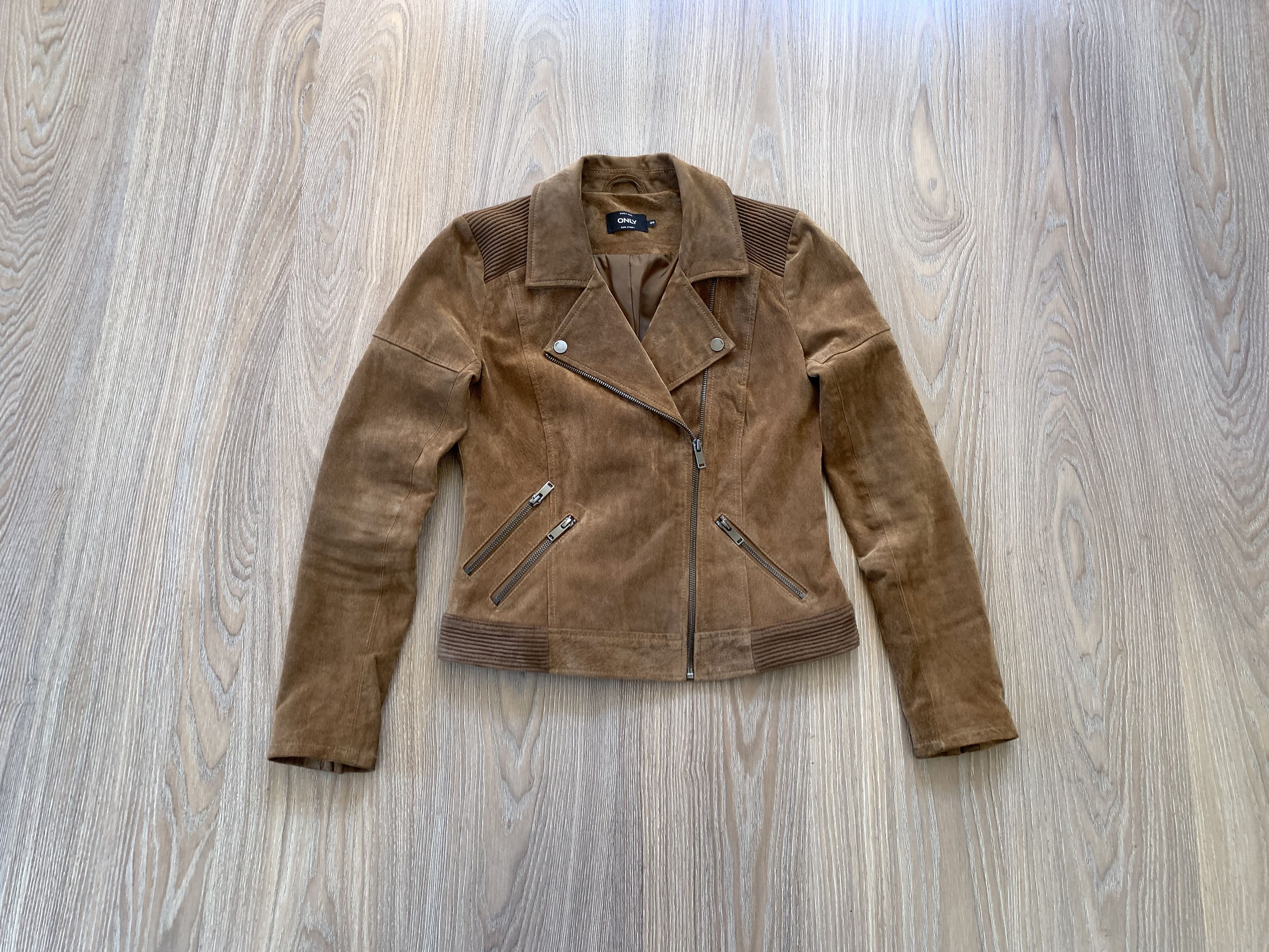Other Only Suede Brown Leather Biker Jacket Size S / US 4 / IT 40 - 1 Thumbnail