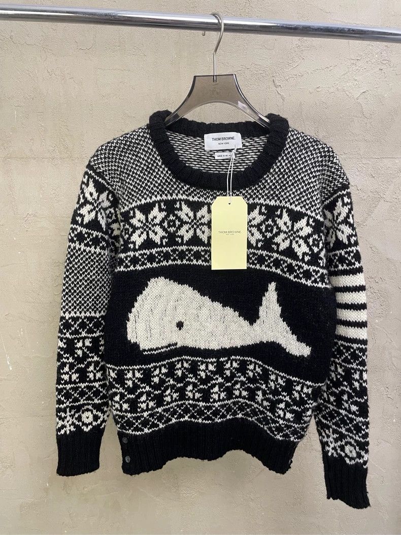 Thom Browne Thom browne Black and white four-striped whale pattern roun Size US S / EU 44-46 / 1 - 1 Thumbnail