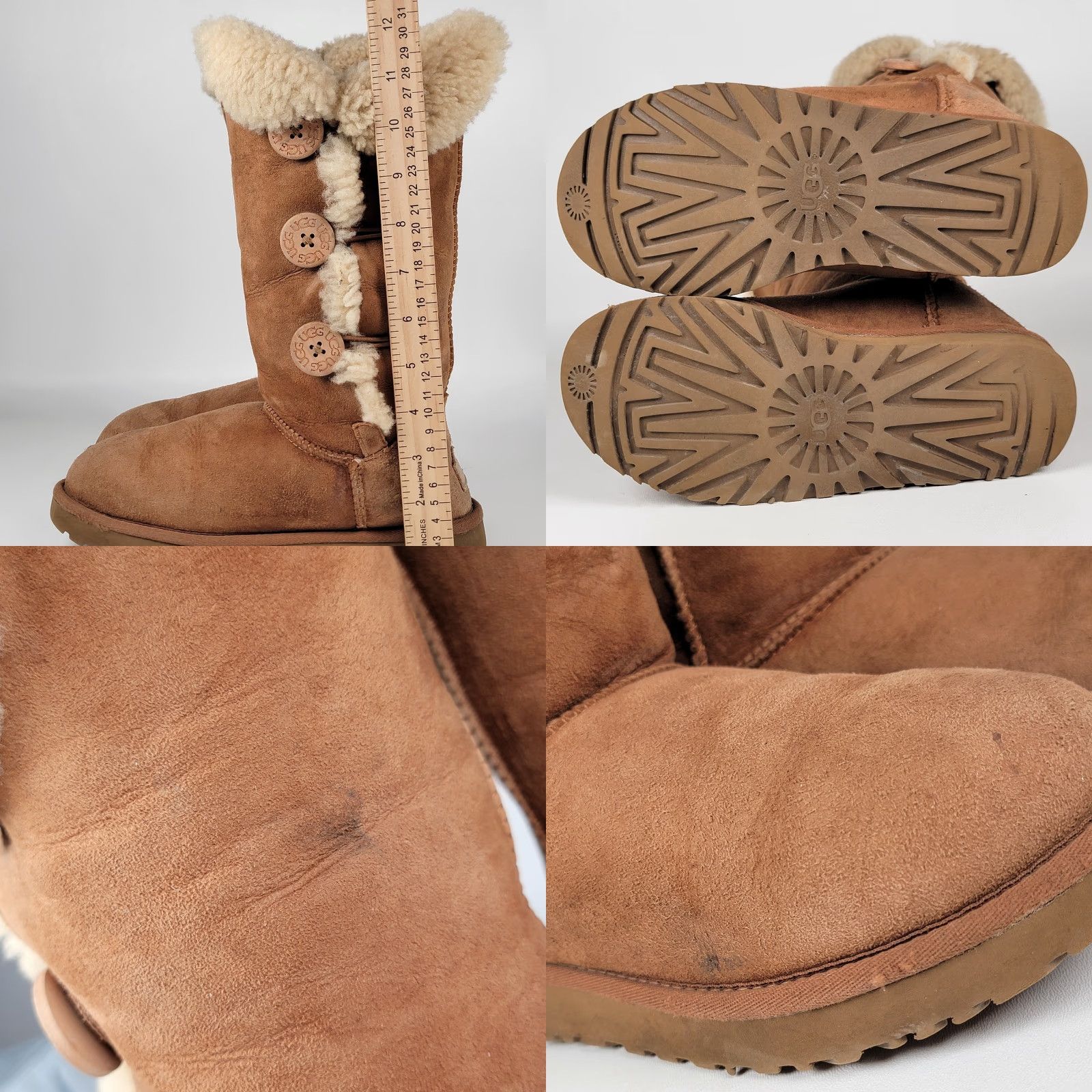 Ugg UGG Boots Women Bailey Button Beige 7 Shearling Comfort Casual Mid-Calf Winter Spring Fall Size US 7 / IT 37 - 8 Thumbnail