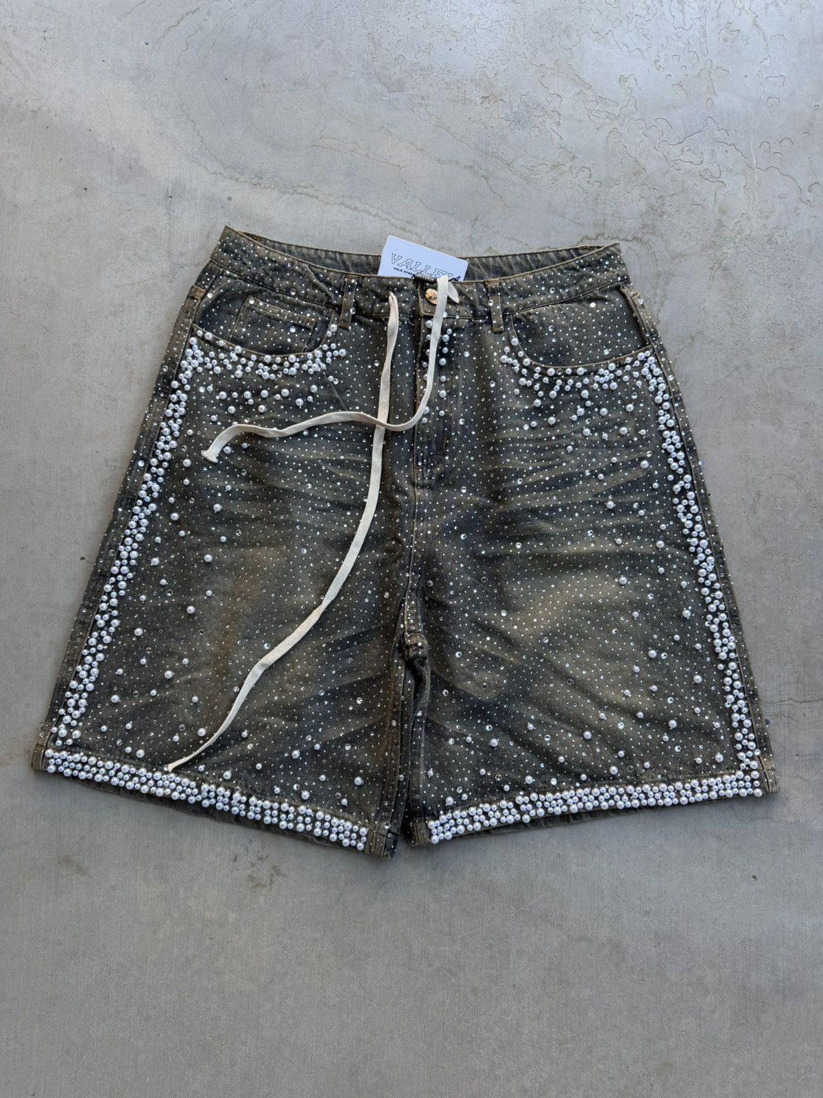 Vale Vale Forever Rainstorm Rhinestone Jorts – Black 36 New Size US 36 / EU 52 - 1 Thumbnail