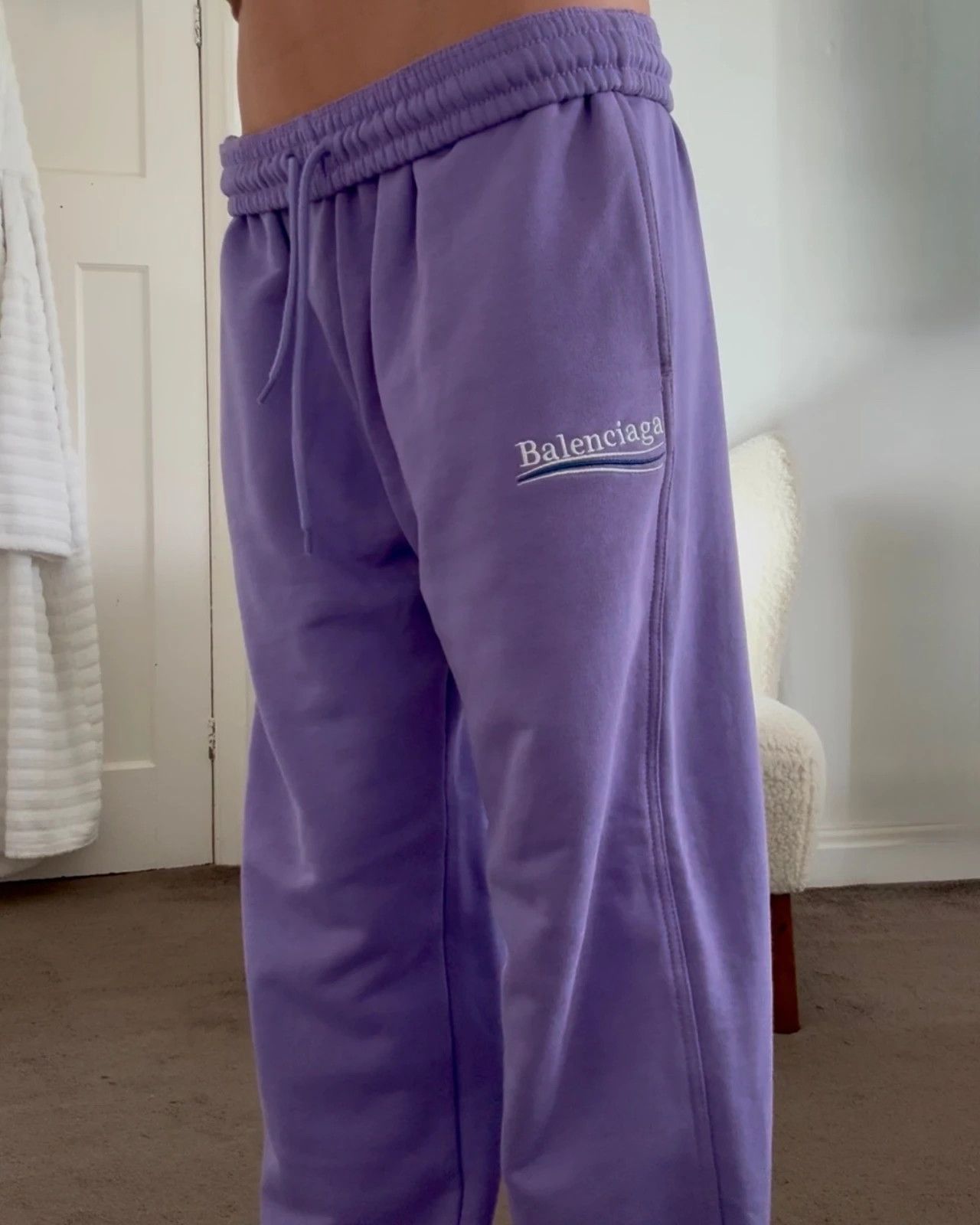 Balenciaga Lilac purple wide leg track pants Size 27" / US 4 / IT 40 - 1 Thumbnail