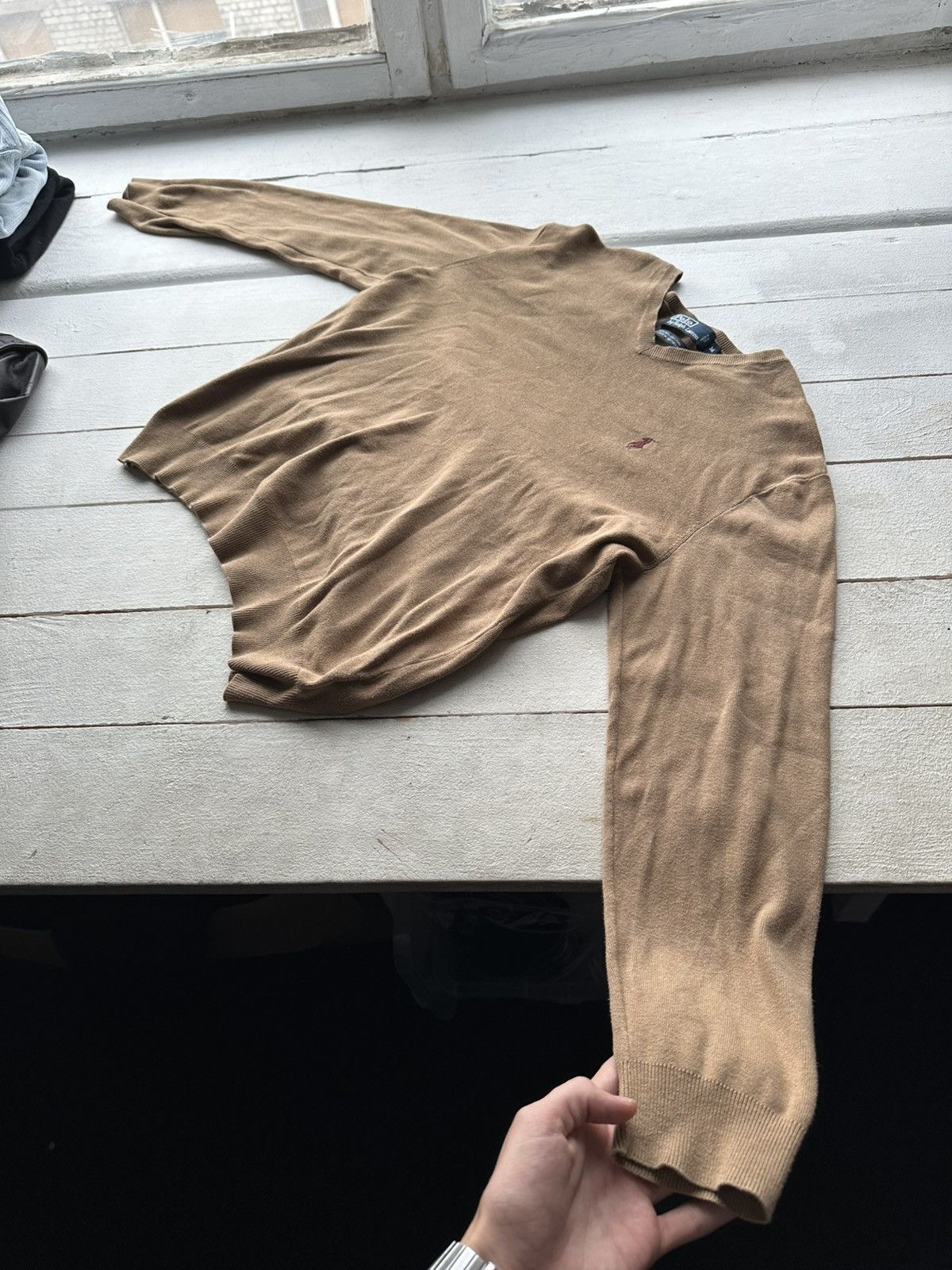 Ralph Lauren 🚨RALPH LAUREN POLO SWEATER BROWN LOGO CREAM LUXURY Size US M / EU 48-50 / 2 - 2 Thumbnail