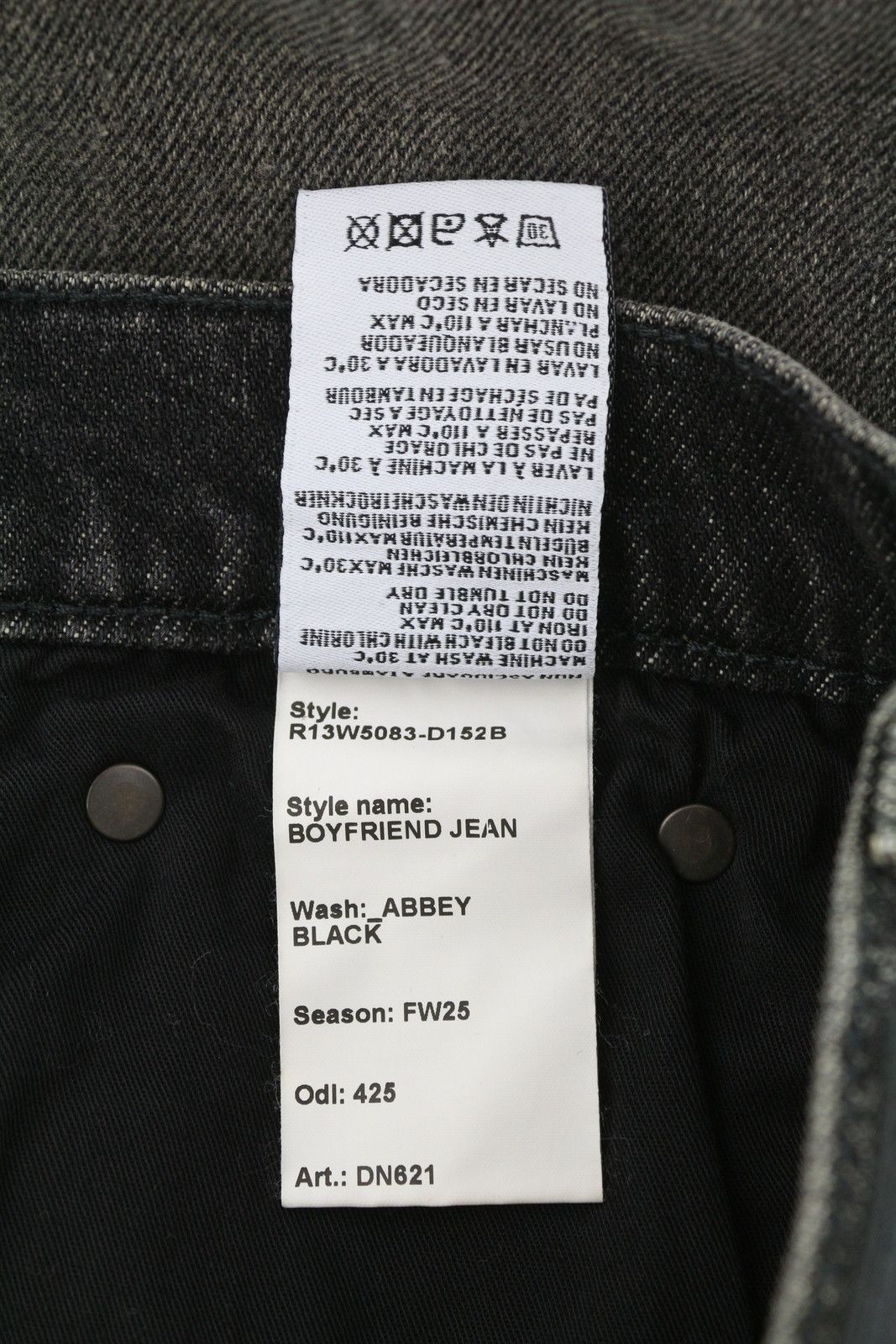 R13 BOYFRIEND 24 Abbey Black Faded Distress Jeans 86202 Size 24" / US 00 / IT 34 - 9 Thumbnail