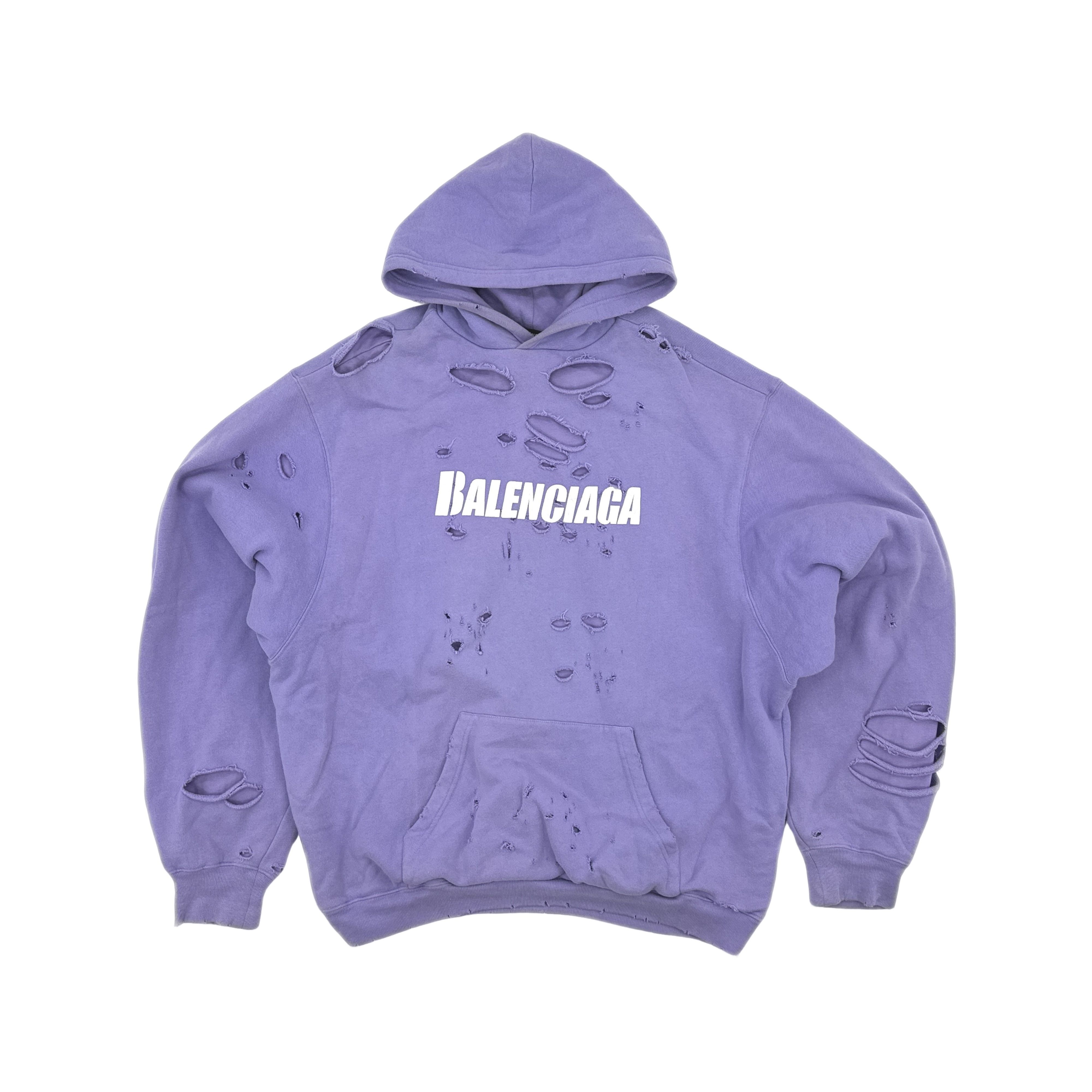 Balenciaga Balenciaga Distressed Logo Hoodie XXS Size US XXS / EU 40 - 1 Thumbnail