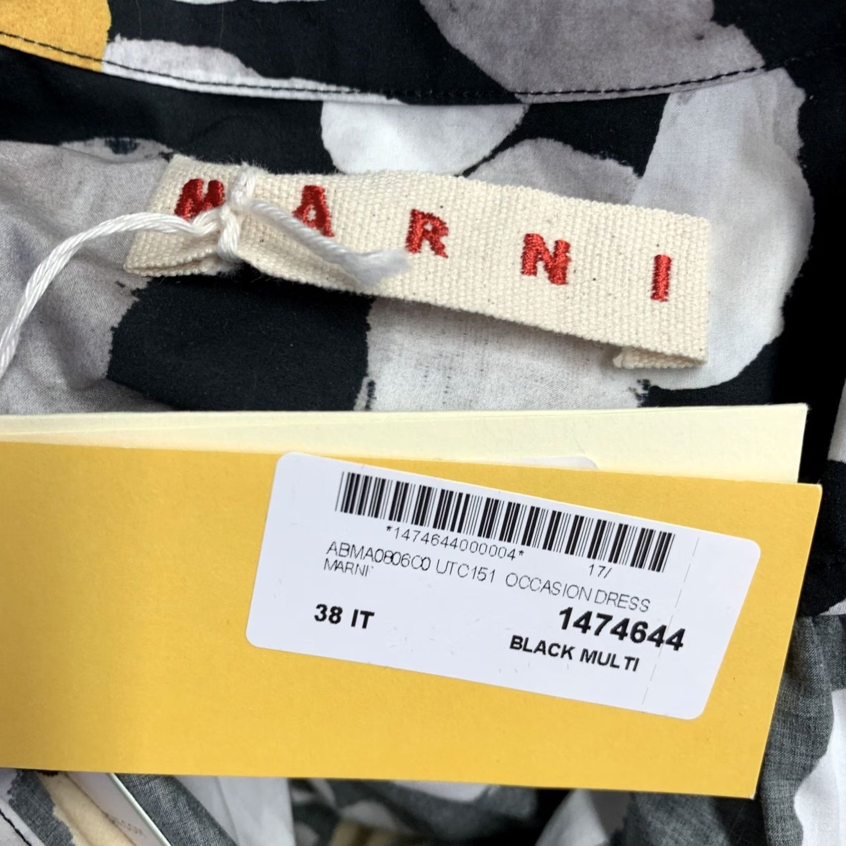 Marni MARNI Shirt dress Euphoria Poplin Floral Belted Mini Black White Yellow, Size 2, Cotton, Italy, Women Size XS / US 0-2 / IT 36-38 - 5 Thumbnail