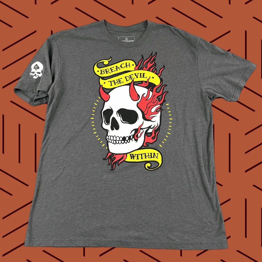 Vintage ZERO FOXTROT Shirt Mens XL Gray Skull Breach Devil Within Graphic Skate Tee S/S Size US XL / EU 56 / 4 - 1 Thumbnail