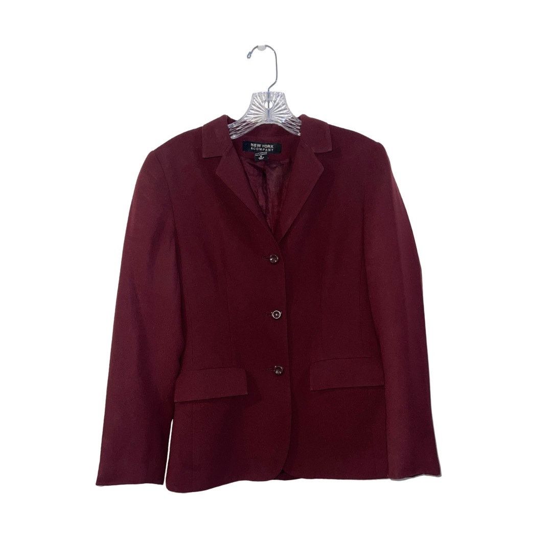 Other New York & Company Burgundy Blazer Size 4 Career Office Size S / US 4 / IT 40 - 2 Thumbnail