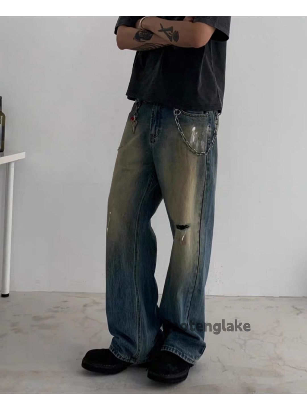 Jean × Vintage washed faded utility punk grunge rusty stain paint jeans Size US 32 / EU 48 - 4 Thumbnail