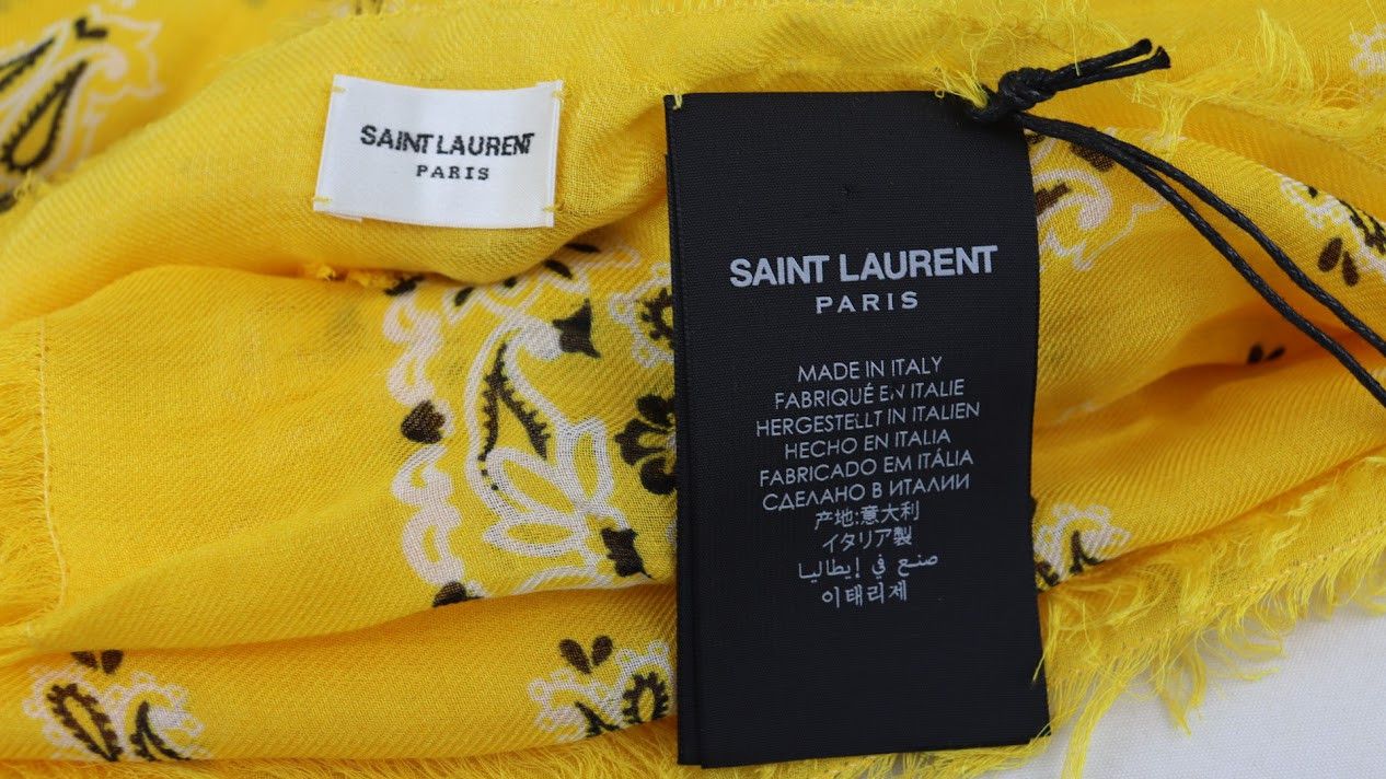 Saint Laurent Paris o1rshd1 Size: OS / Grand Rectangle Bandana Scarf in Yellow Size ONE SIZE - 7 Thumbnail