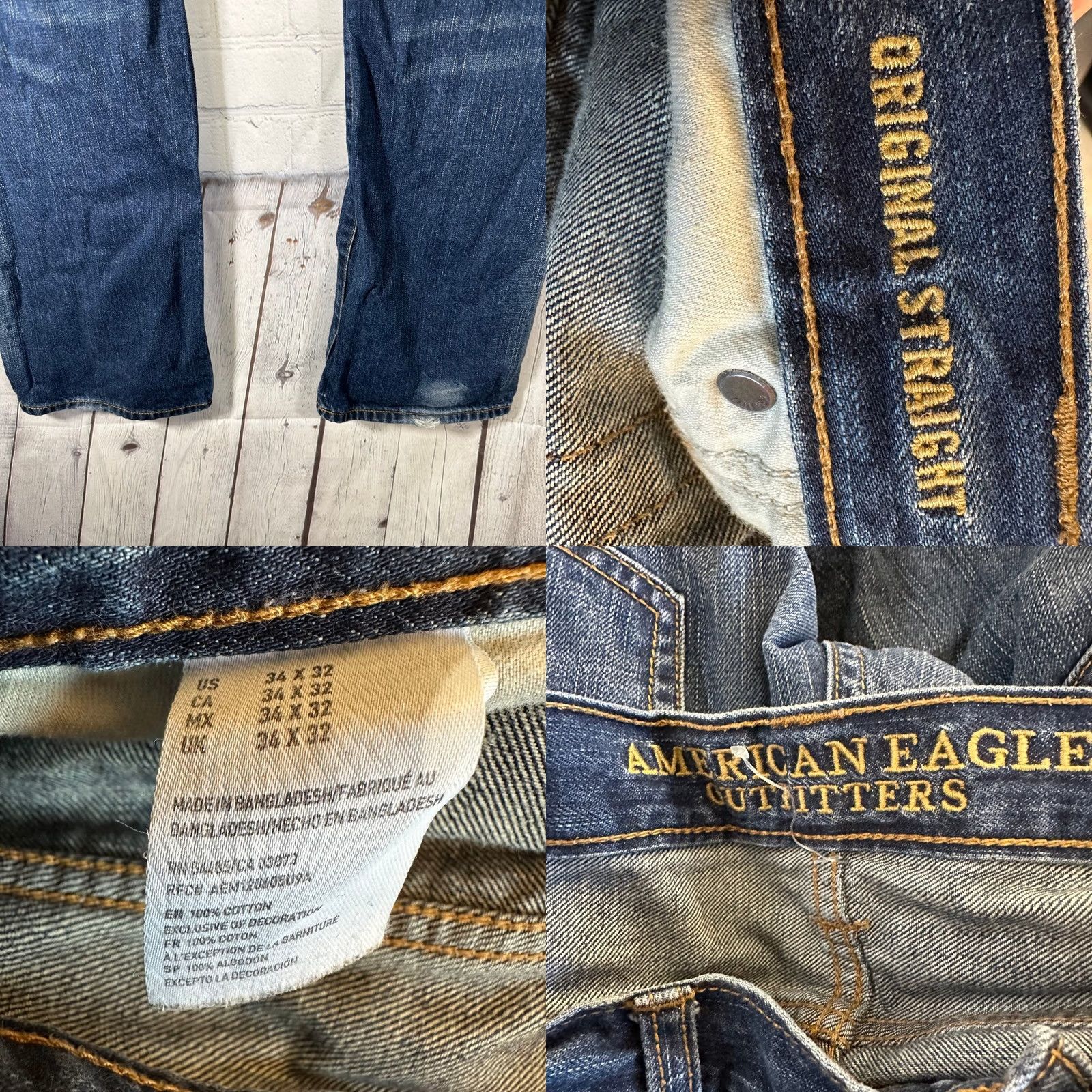 American Eagle Outfitters American Eagle Outfitters Jeans Mens 36x32 Blue Dark Wash Distressed Straight Denim Size US 36 / EU 52 - 8 Thumbnail