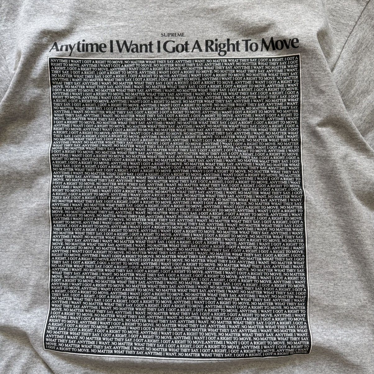 Supreme Supreme 2011 Anytime I Want I Got A Right To Move T Shirt Size US L / EU 52-54 / 3 - 3 Thumbnail