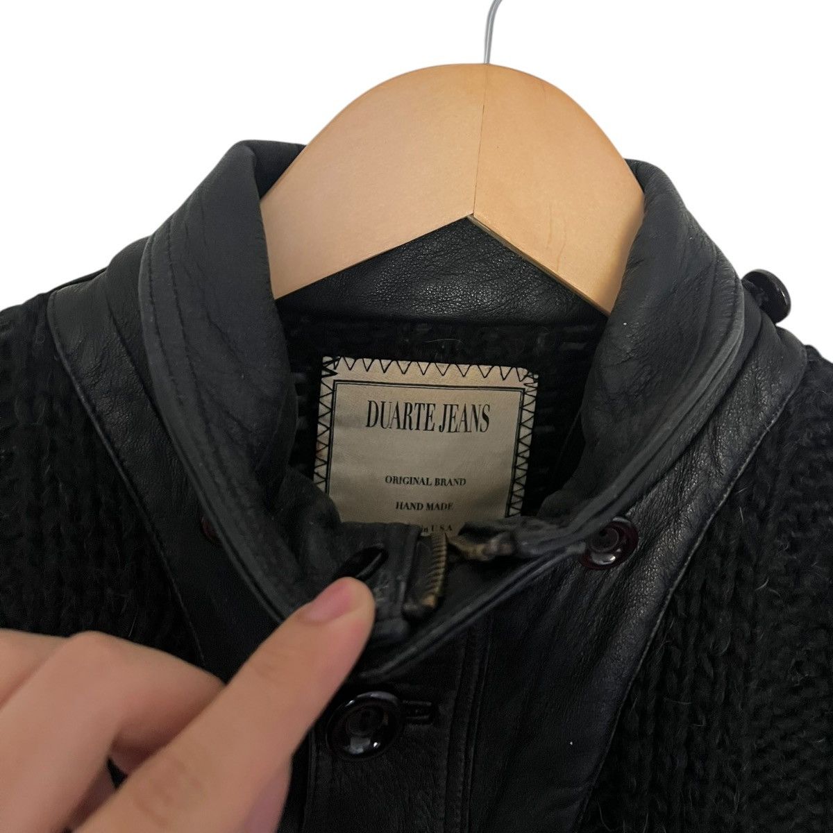 Japanese Brand × Vintage Henry duarte hybrid knit leather jacket Size S / US 4 / IT 40 - 4 Thumbnail