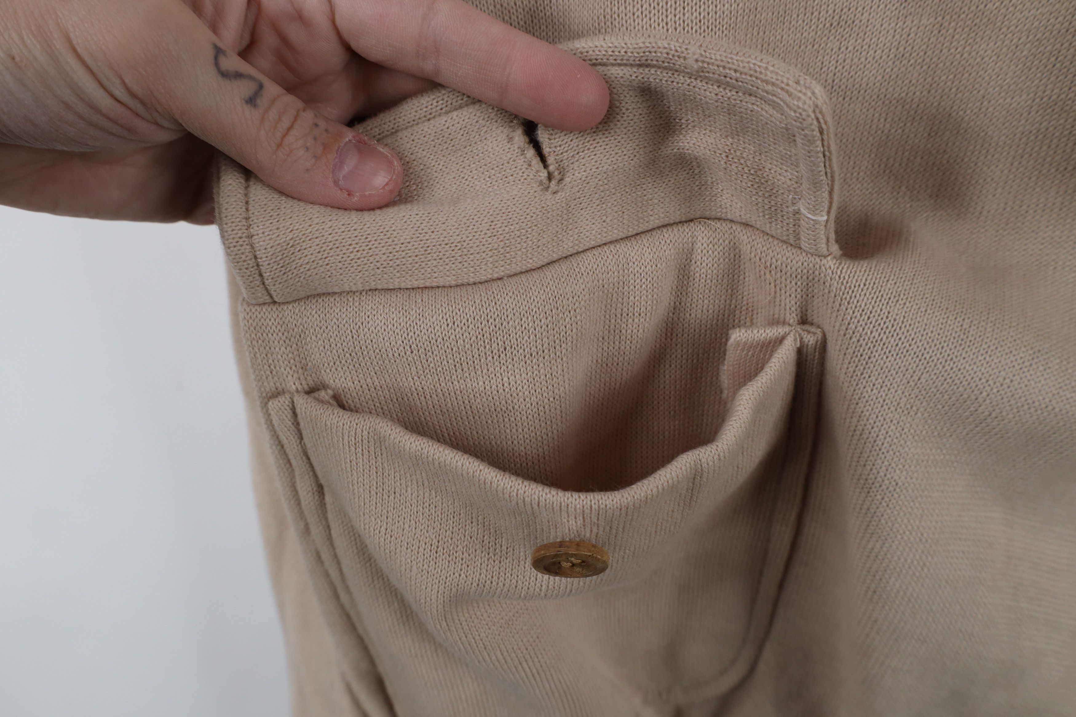 Vintage Vintage 70s Streetwear Henley Pullover Hoodie Sweater Beige Size US XL / EU 56 / 4 - 6 Thumbnail