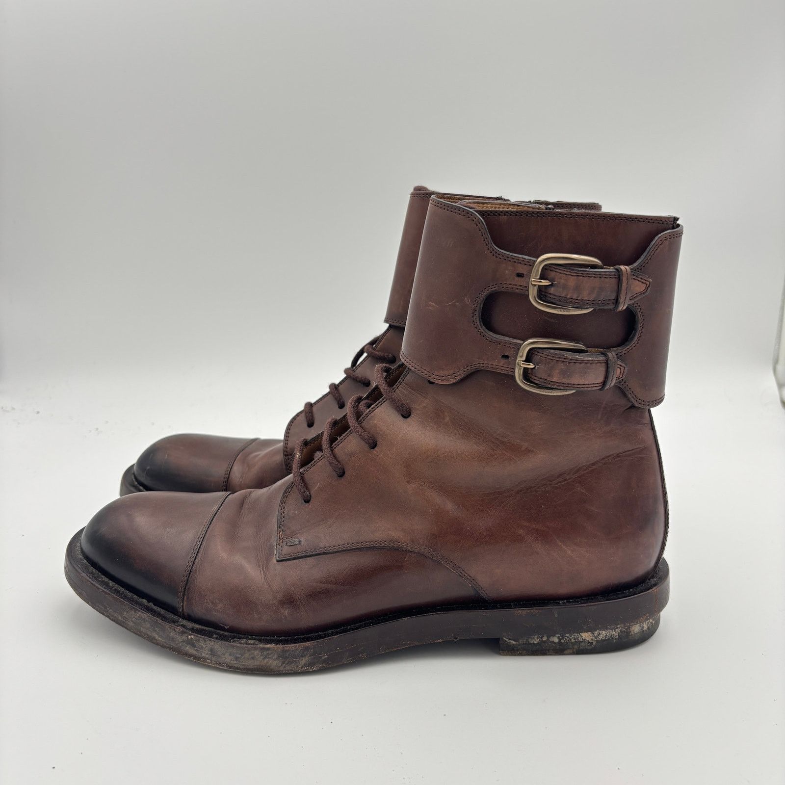 Gucci Gucci Officer Double Buckle Leather Military Boots Men's 11 Size US 11 / EU 44 - 5 Thumbnail