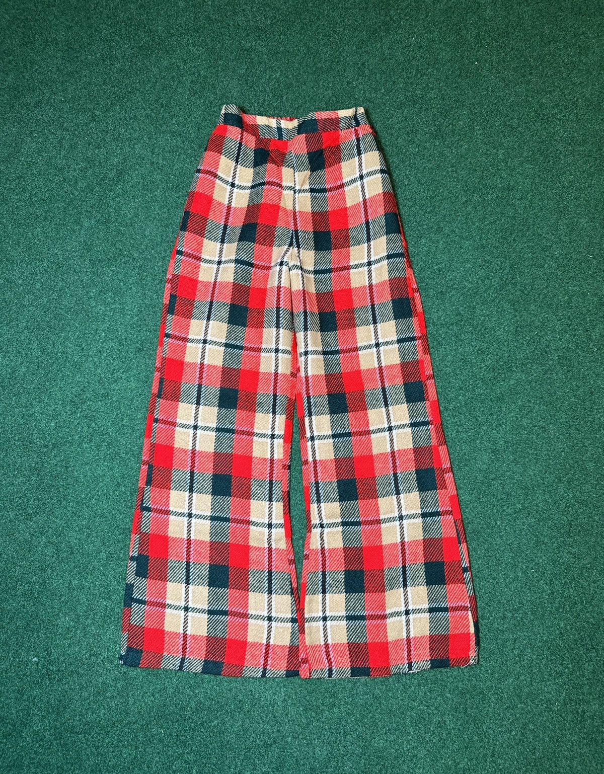 Vintage Vtg 70s Plaid Flare Disco Bell Bottom High Waisted Pants Size 22" - 1 Thumbnail
