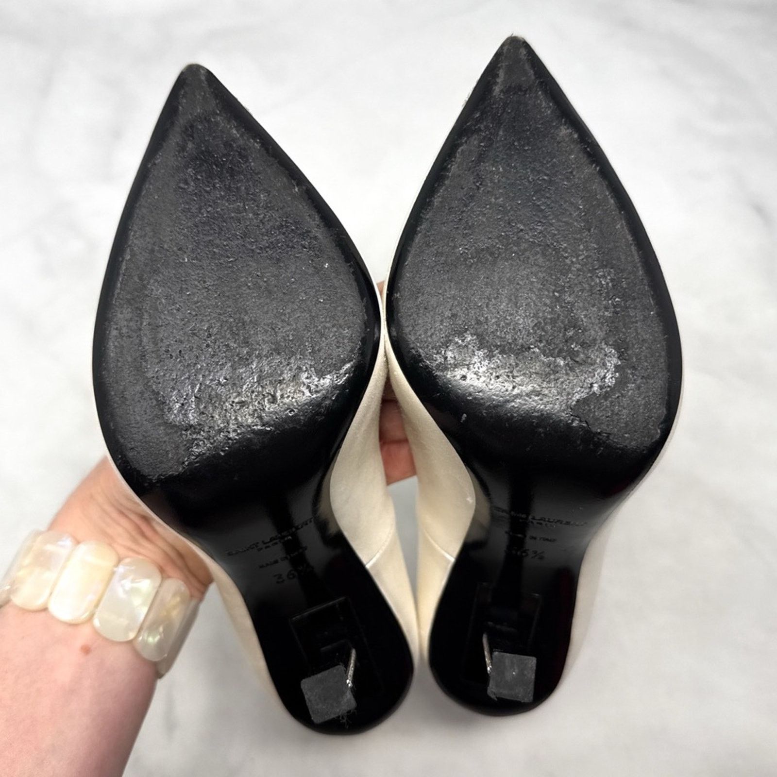 Saint Laurent Paris Saint Laurent Tower 110 Strass Silk Satin Pointed Toe Heels Size US 6.5 / IT 36.5 - 13 Thumbnail