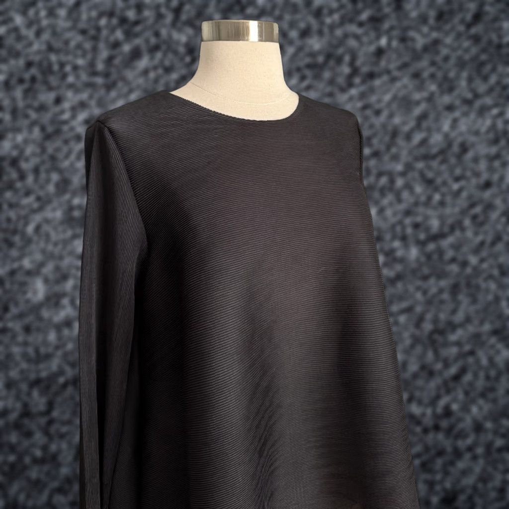 Vintage MEIMEIJ Blouse Top Black Pleated 40/42 Blusa Blusa 3/4 Sleeve Womens Polyester Pleats【อ่านข้อความเต็ม Size S / US 4 / IT 40 - 1 Thumbnail