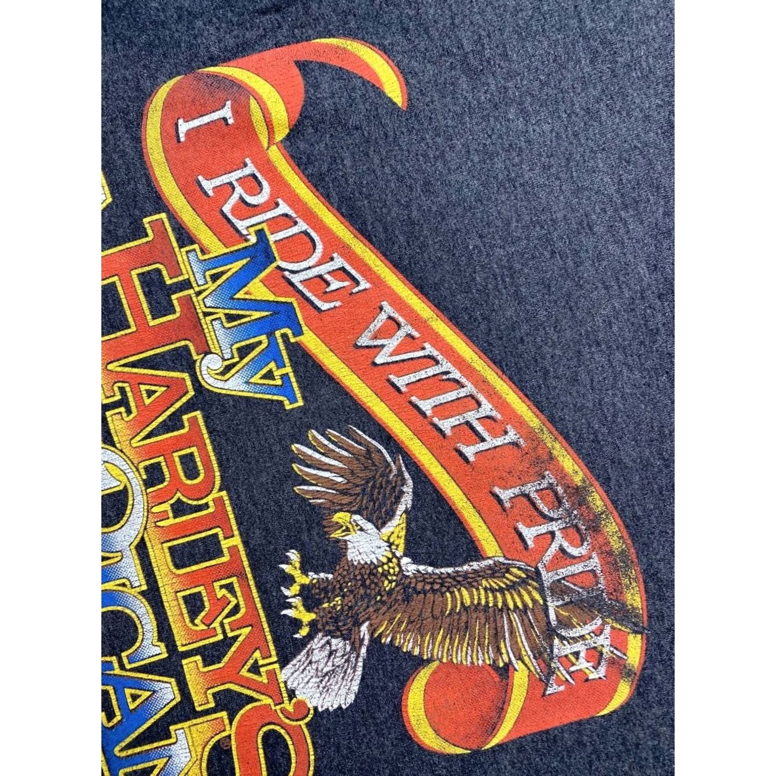 Harley Davidson VINTAGE Harley-Davidson I Ride With Pride T-Shirt Men L 1991 Black Size US L / EU 52-54 / 3 - 4 Thumbnail