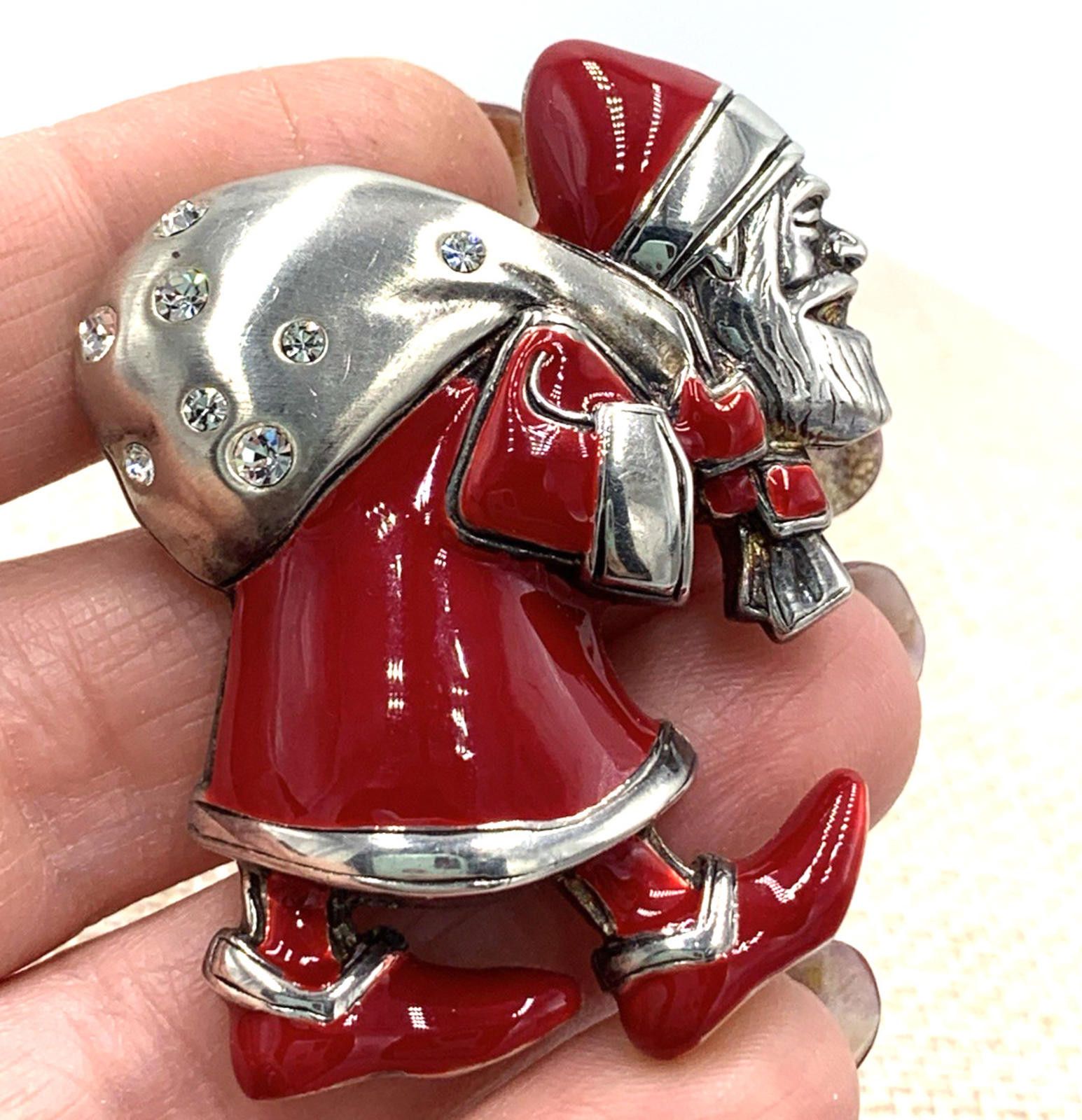 Other Vintage MMA Sterling Silver Santa Claus Brooch Pendant Size ONE SIZE - 4 Thumbnail