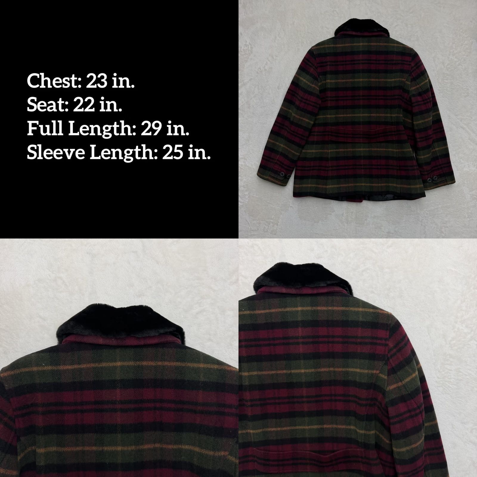 Vintage VINTAGE LL Bean Coat Jacket Womens Large Petite Plaid Faux Fur Collar Quilted Lined Size L / US 10 / IT 46 - 8 Thumbnail