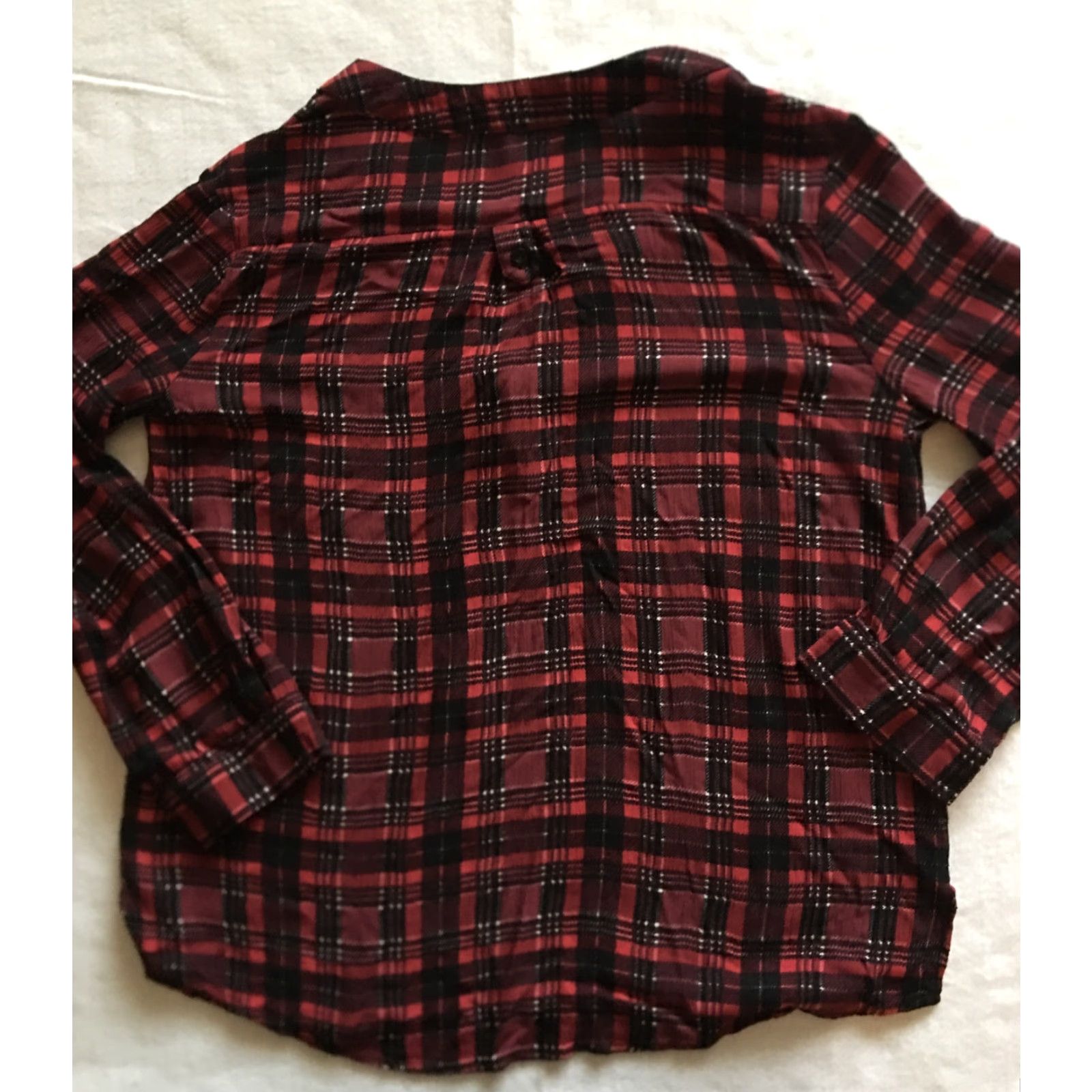 Vintage Peyton B Neck Shirt Womens Long Sleeve Plaid Check Casual Top M Red/Black Plaid V-Neck Button Mens Womens Girls? Size M / US 6-8 / IT 42-44 - 6 Thumbnail