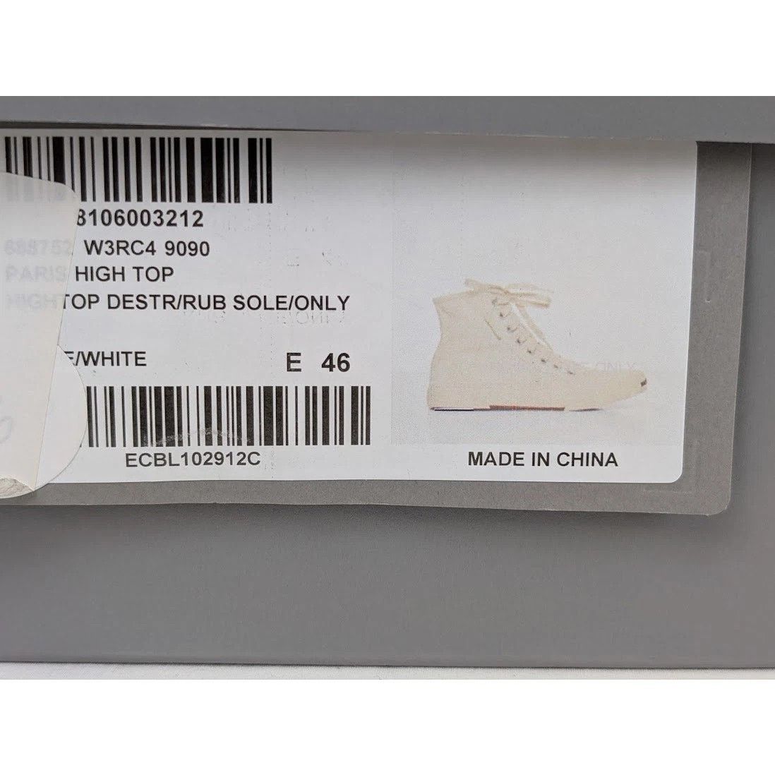 Balenciaga o1rshd1 Q:2 / Paris High Top Destroyed Sneakers Beige/White Size US 13 / EU 46 - 18 Thumbnail