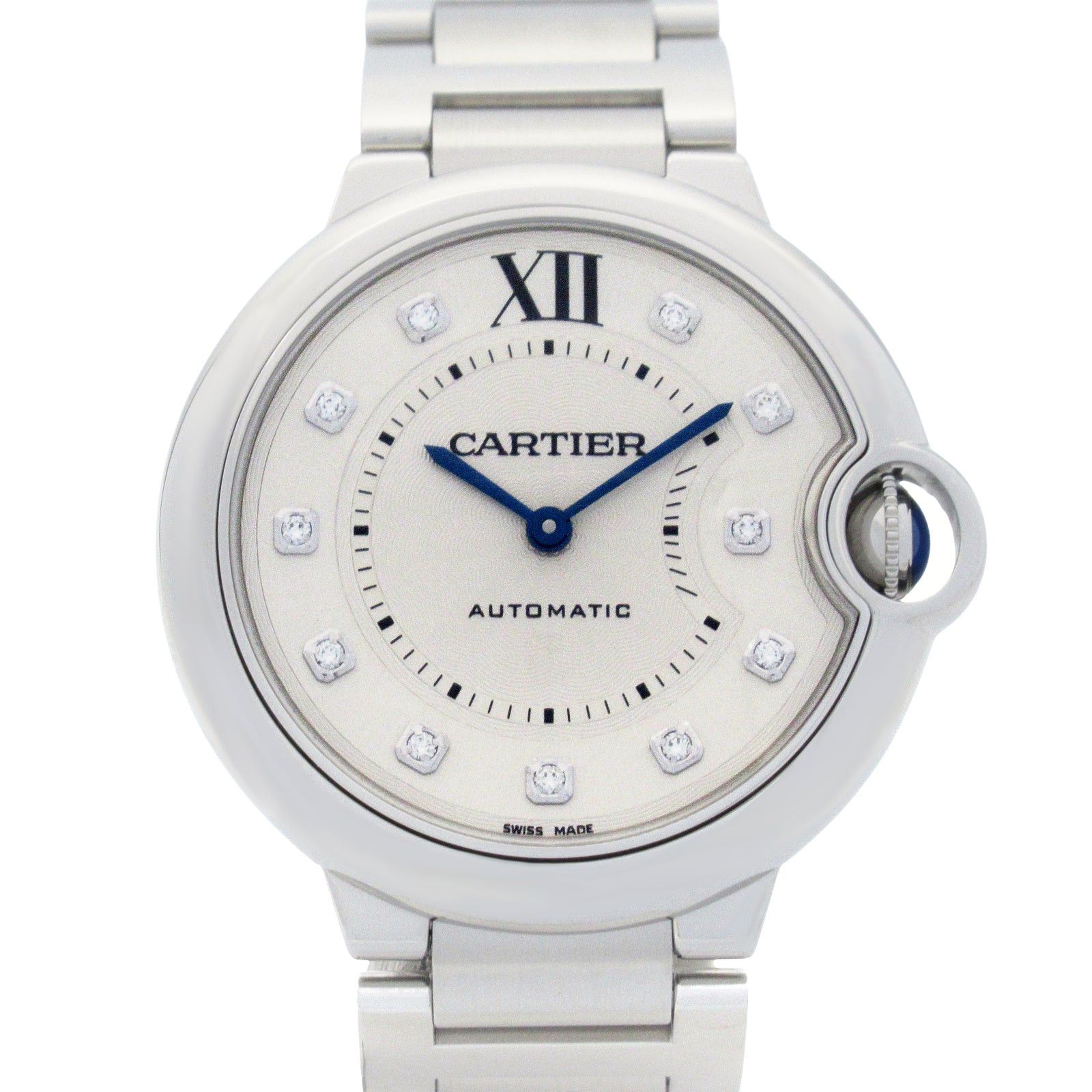 Cartier Cartier Baron Blue 11P Boys Watch Automatic Winding Stainless Steel Diamond Silver Size ONE SIZE - 1 Thumbnail
