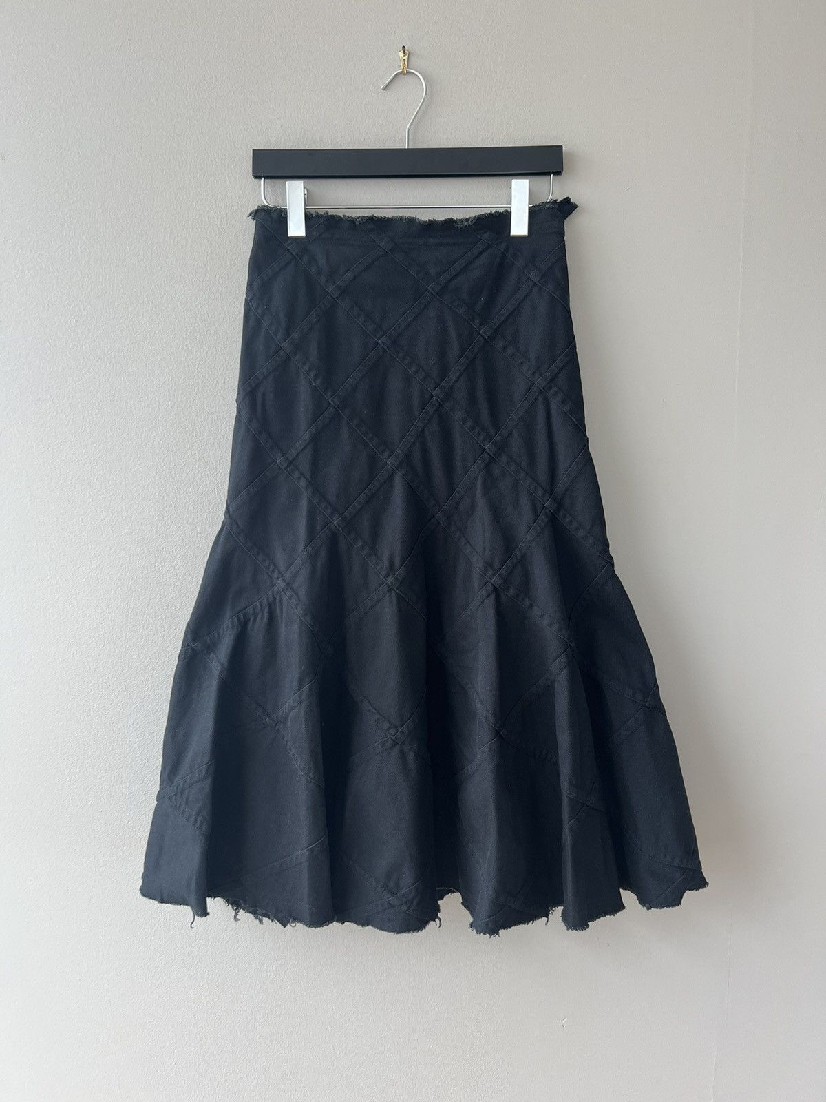 image of Comme Des Garcons x Junya Watanabe Ss02 Diamond-Denim Mermaid Skirt in Black, Women's (Size 28)