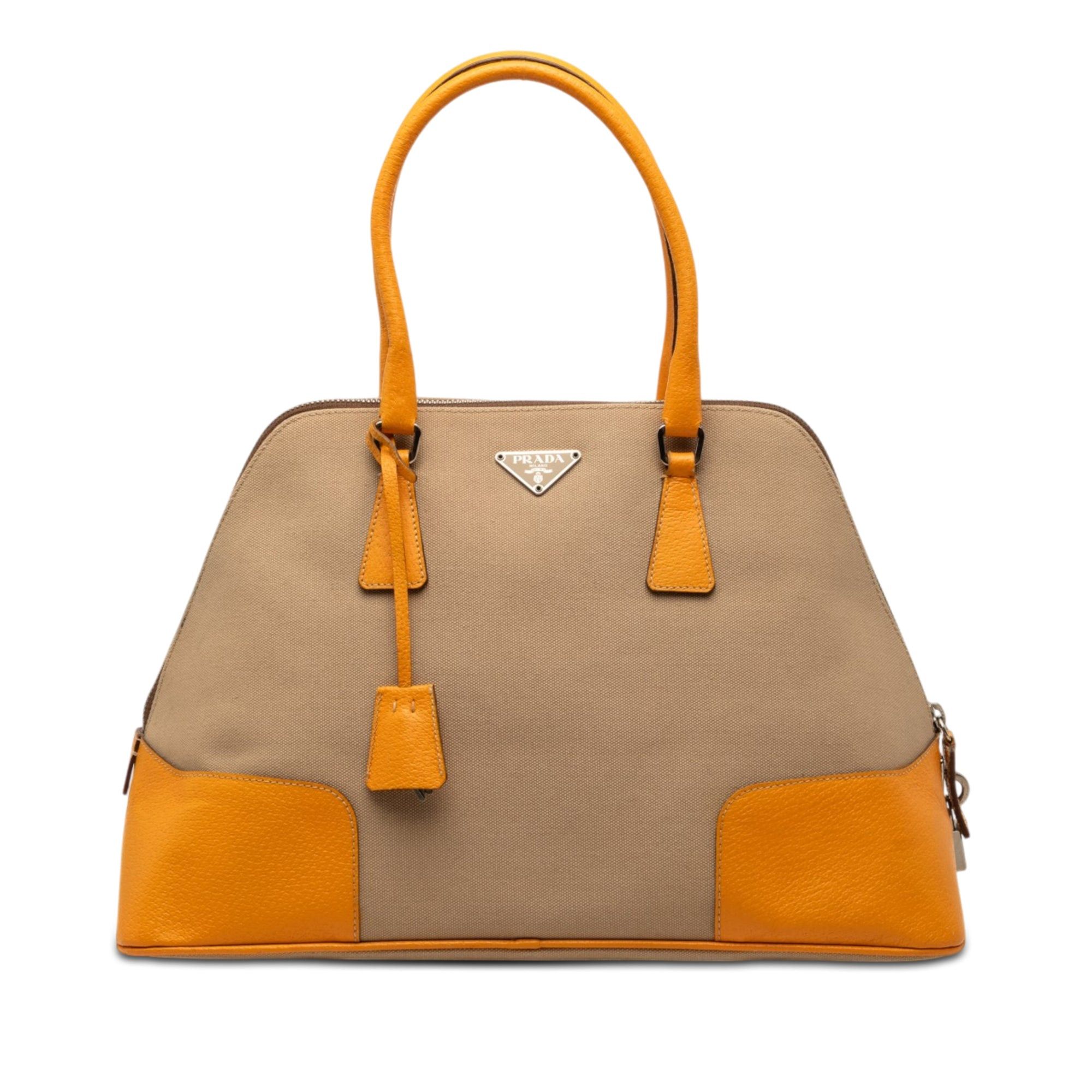 Prada Cinghiale Trimmed Canapa Dome Handbag Size ONE SIZE - 1 Thumbnail