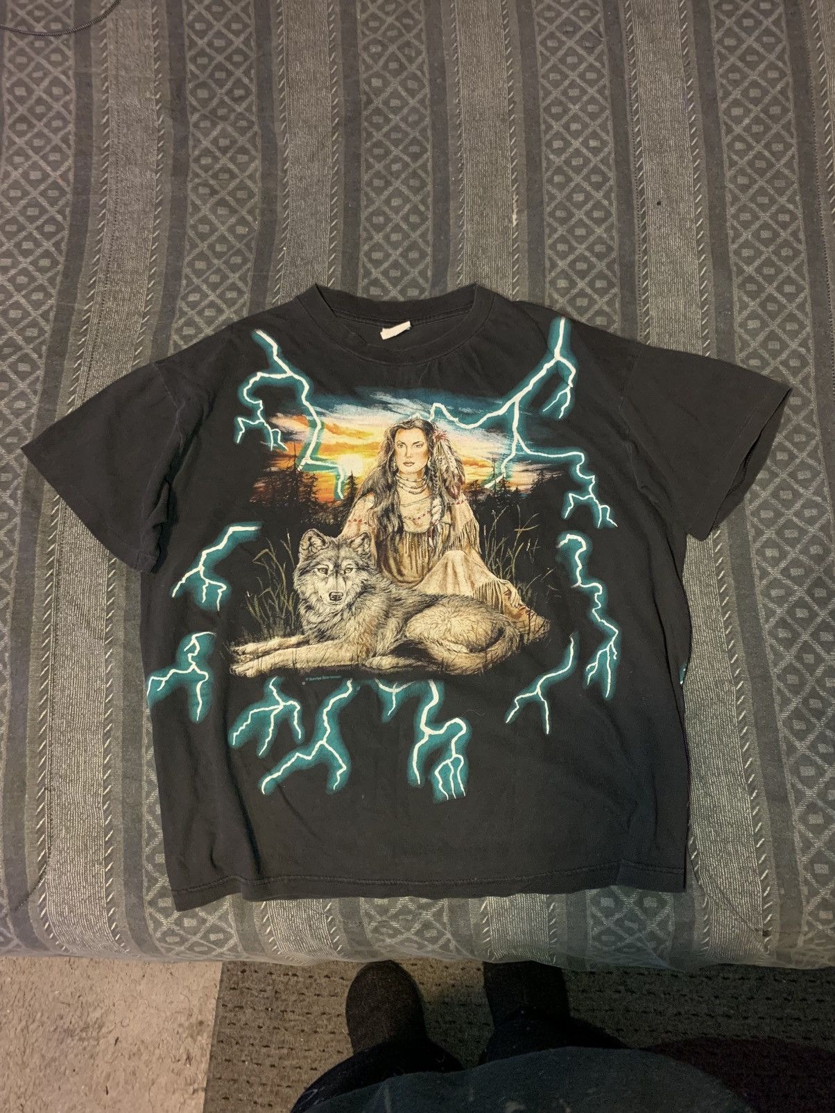 Vintage 90’s American Thunder Lightning Native American indian Shirt Size US XL / EU 56 / 4 - 3 Thumbnail