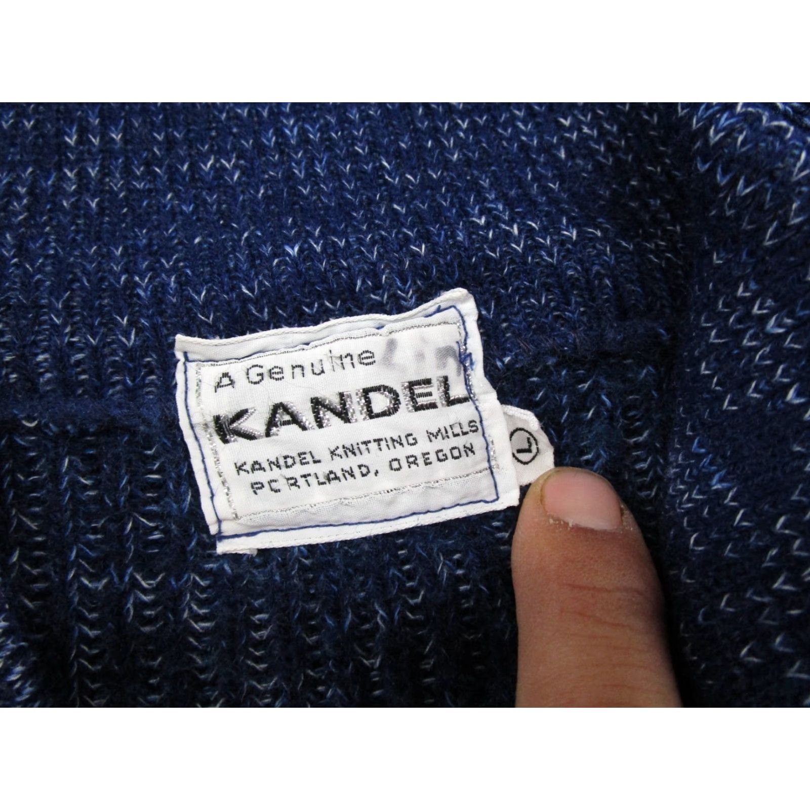 Vintage Vintage Kandel Zip Up Ribbed Knit Blue Cardigan Sweater L 1980s Rockabilly Mens Womens Boys Girls Size US L / EU 52-54 / 3 - 2 Thumbnail
