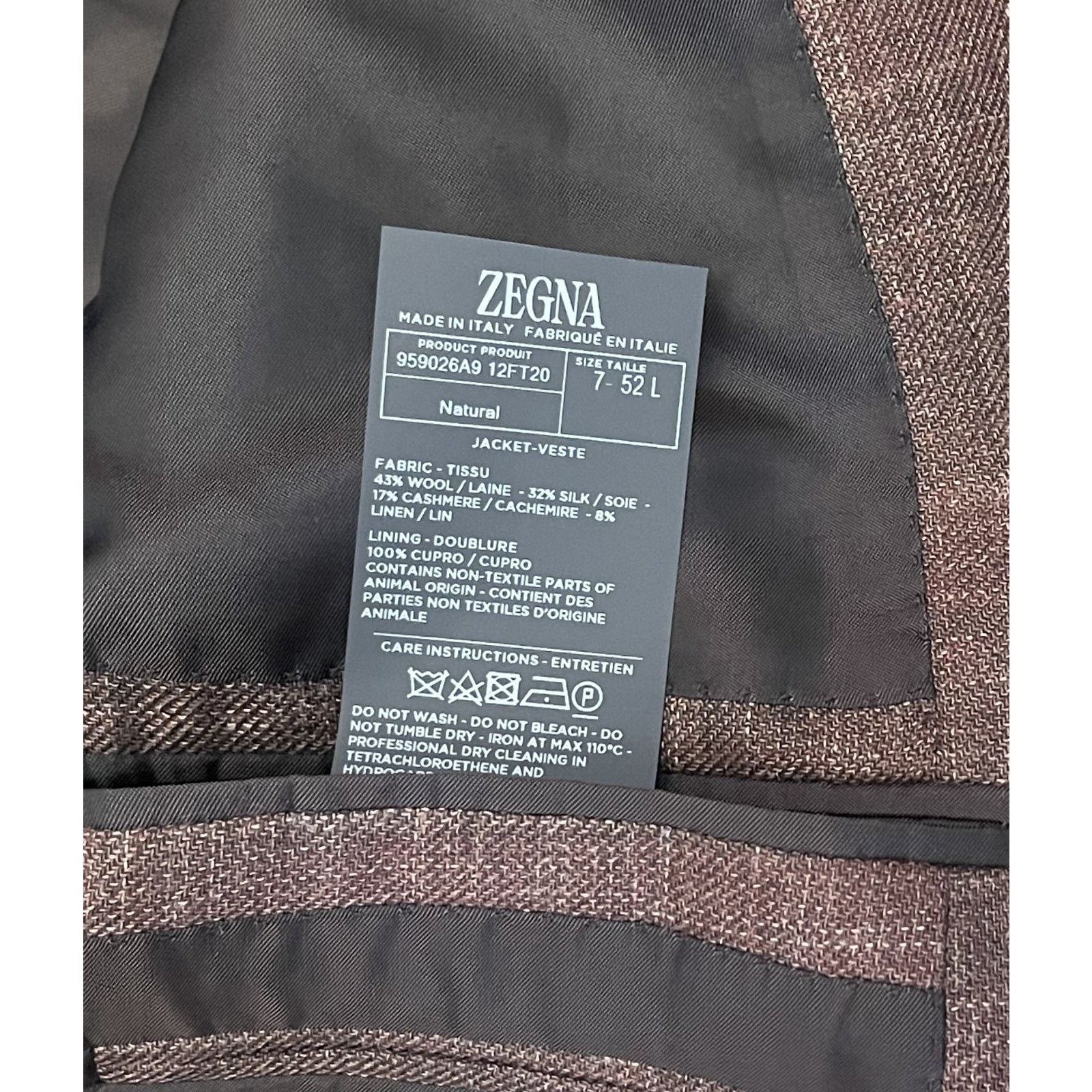 Ermenegildo Zegna $4,495 NWT ZEGNA Wine Cashmere Blend Blazer Luxury 52(42)L Size 42L - 8 Thumbnail