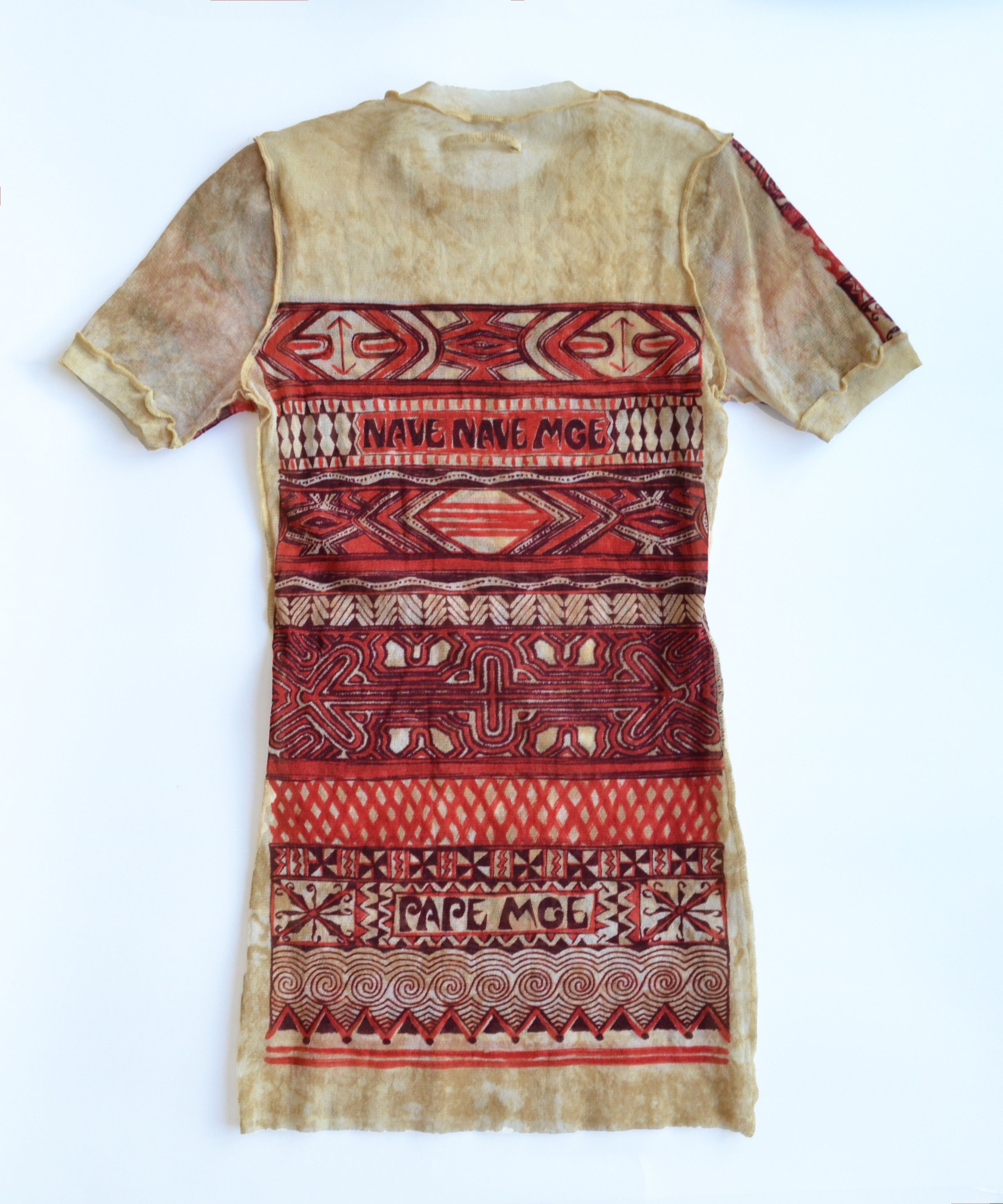 Jean Paul Gaultier T Shirt Mesh Top Tee Long Print 90s