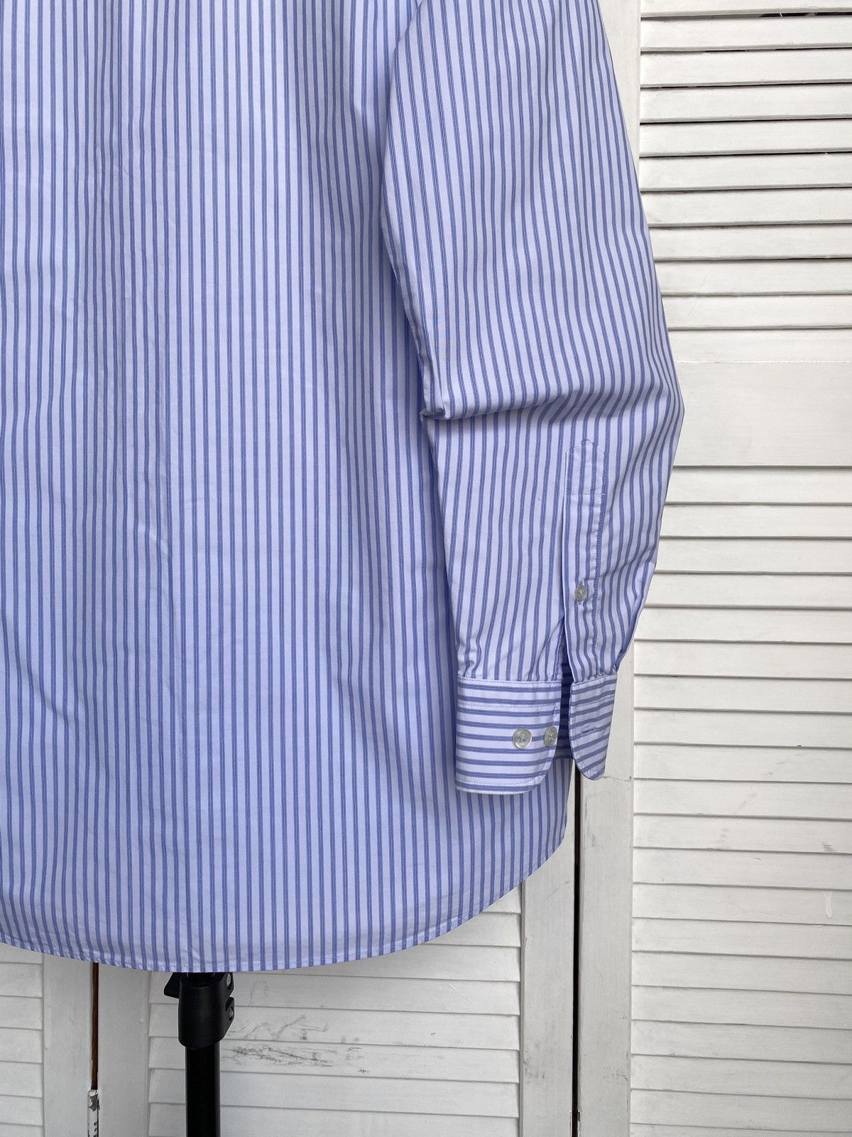 Vintage Vintage Basic Striped Button Up Shirt Hard Cotton Preppy Size US S / EU 44-46 / 1 - 12 Thumbnail