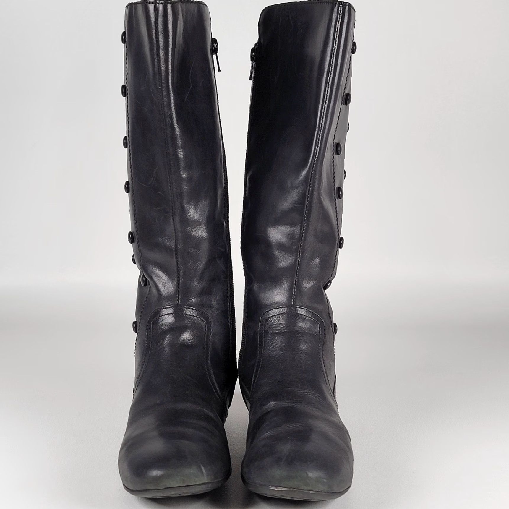 Born Born Women’s Boots Knee High Zipper Casual Black Leather Upper Women’s Size 6.5 M 6.5 Casual Boots Size US 7 / IT 37 - 2 Thumbnail