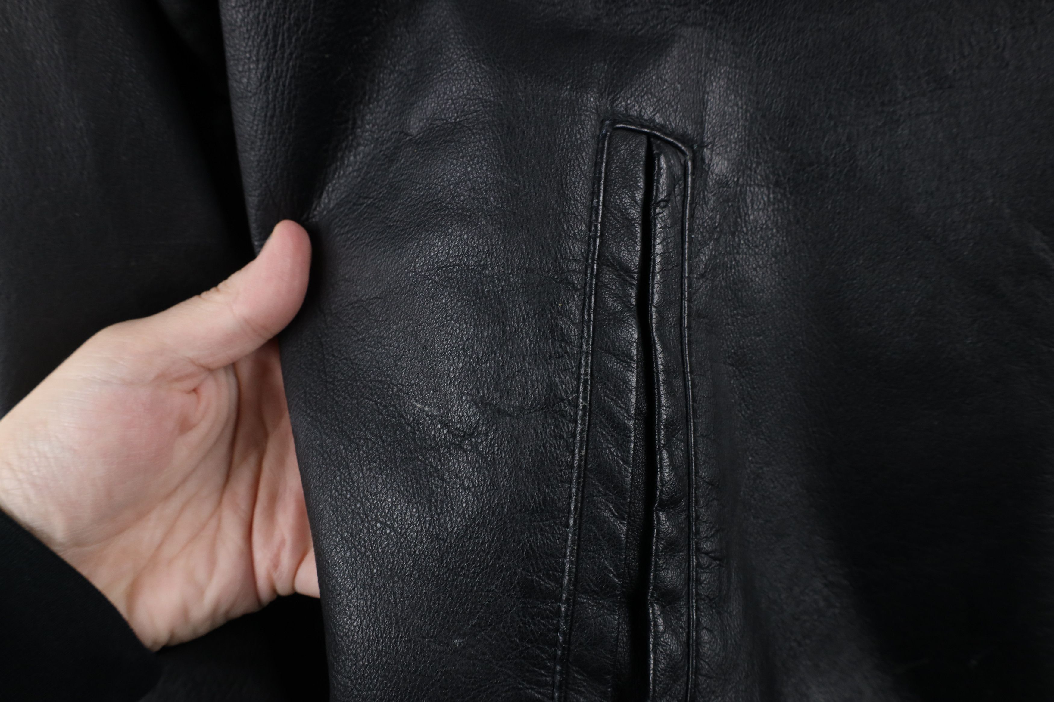 Vintage Vintage 90s Streetwear Full Zip Leather Bomber Jacket Black Size US M / EU 48-50 / 2 - 6 Thumbnail
